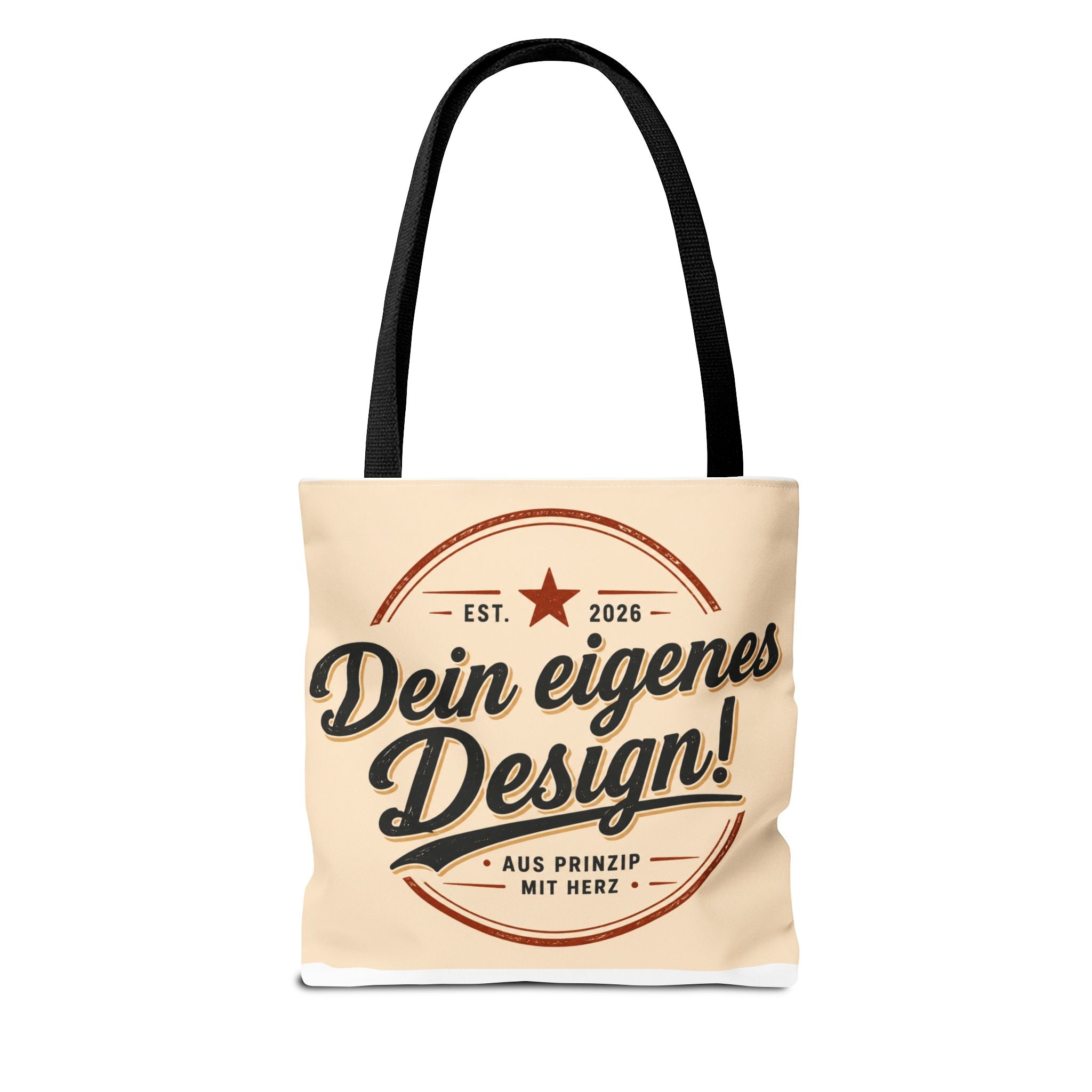Custom Design Tote Bag — "Dein eigenes Design!" Vintage Emblem Canvas Shopper