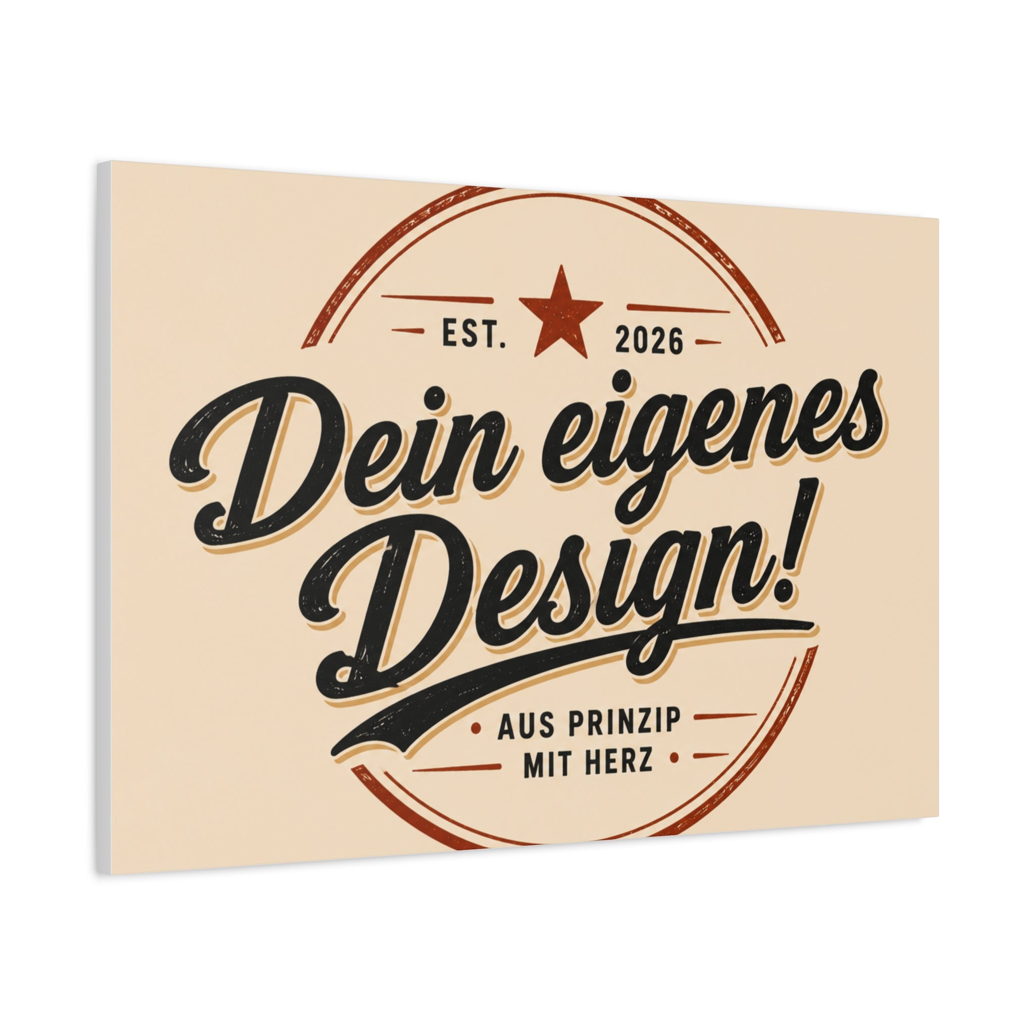 Matte Stretched Canvas - "Dein eigenes Design!" Vintage Badge Wall Art