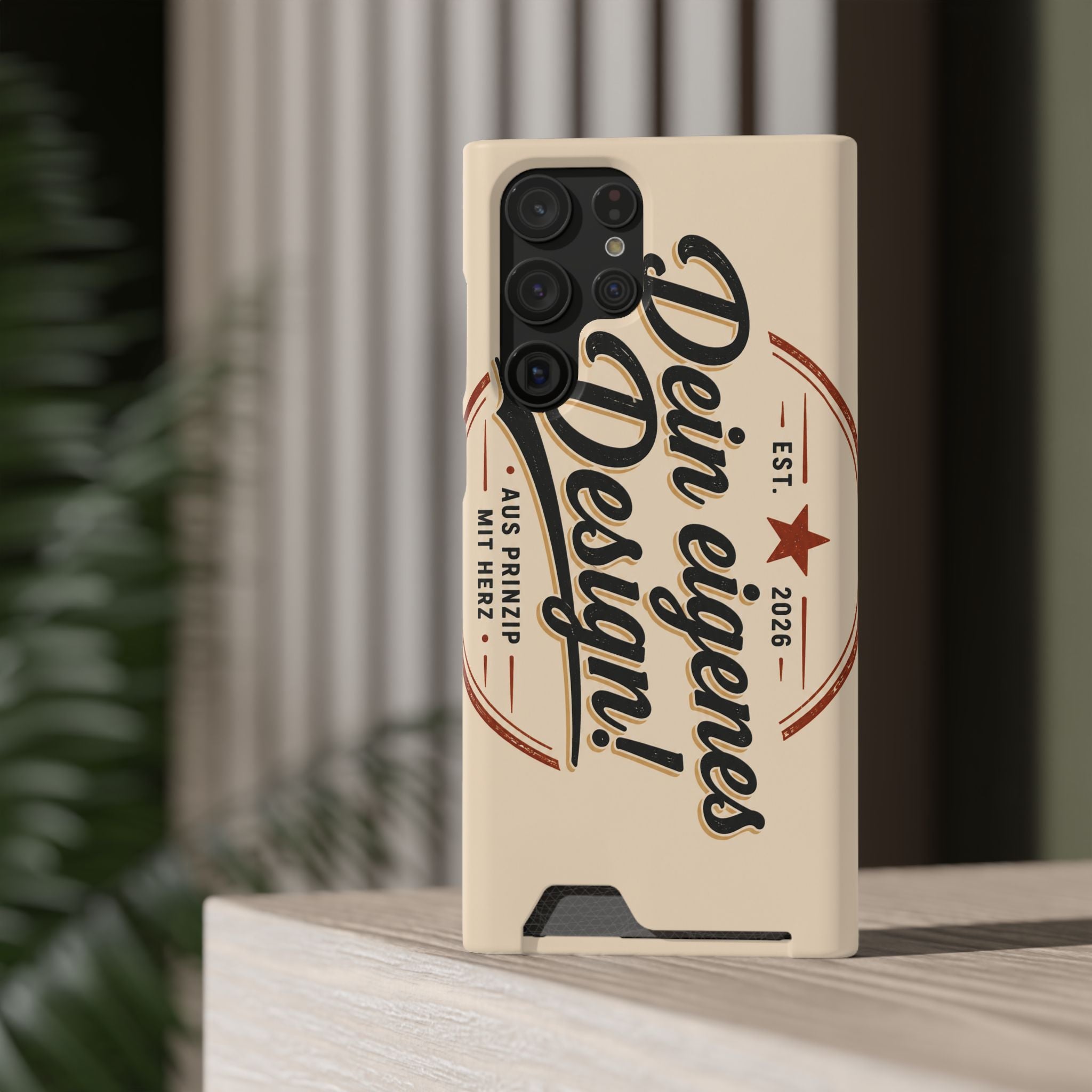 Retro Script Phone Case with Card Holder — "Dein eigenes Design!"