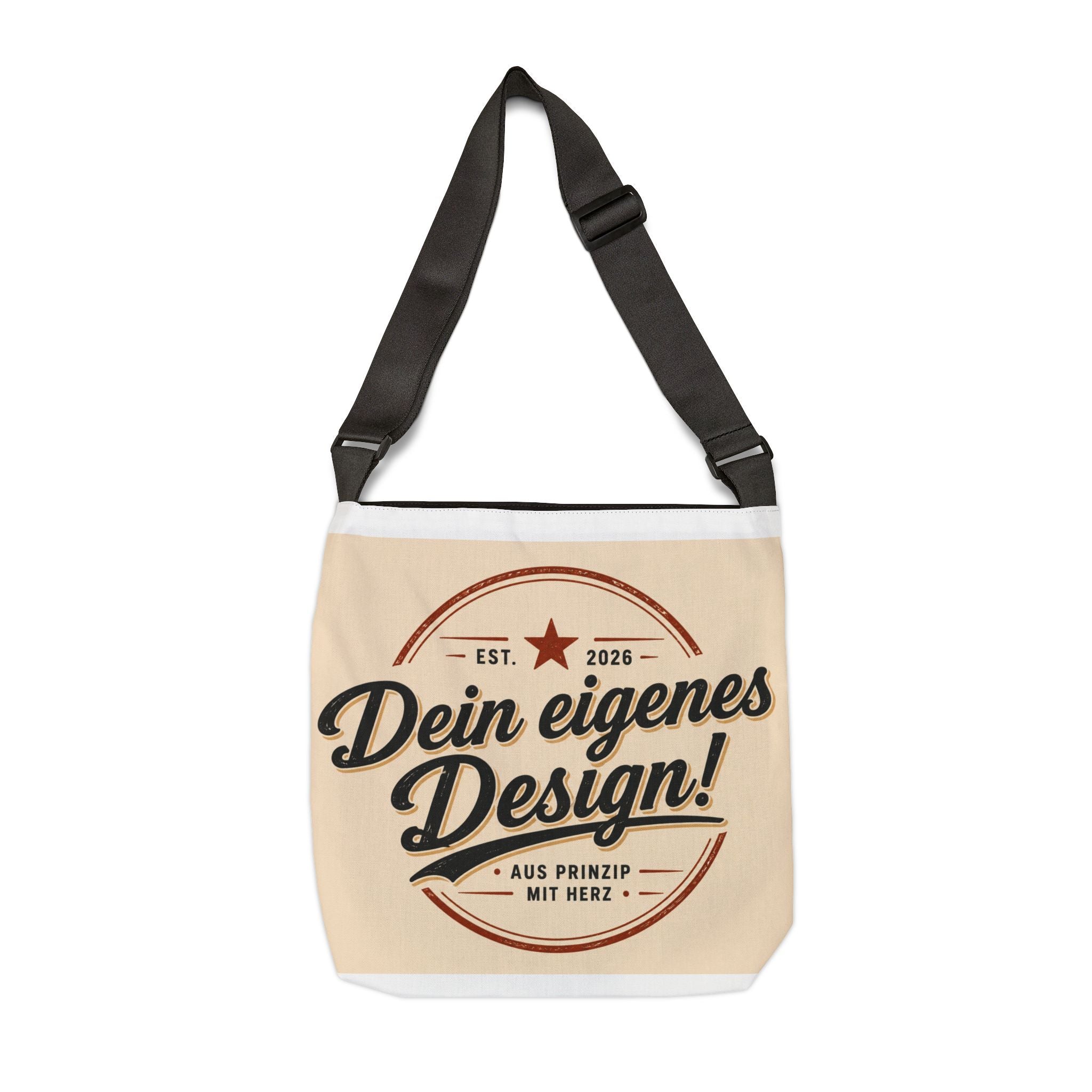 Adjustable Tote Bag — "Dein eigenes Design!" Vintage Custom Canvas Shoulder Tote