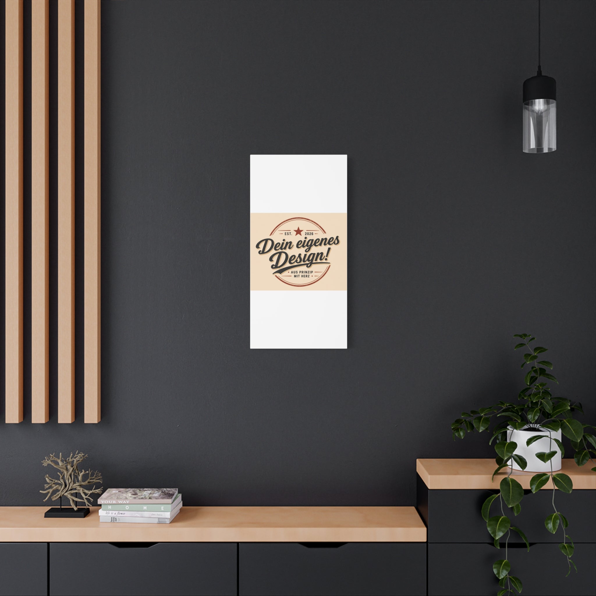 Matte Stretched Canvas - "Dein eigenes Design!" Vintage Badge Wall Art