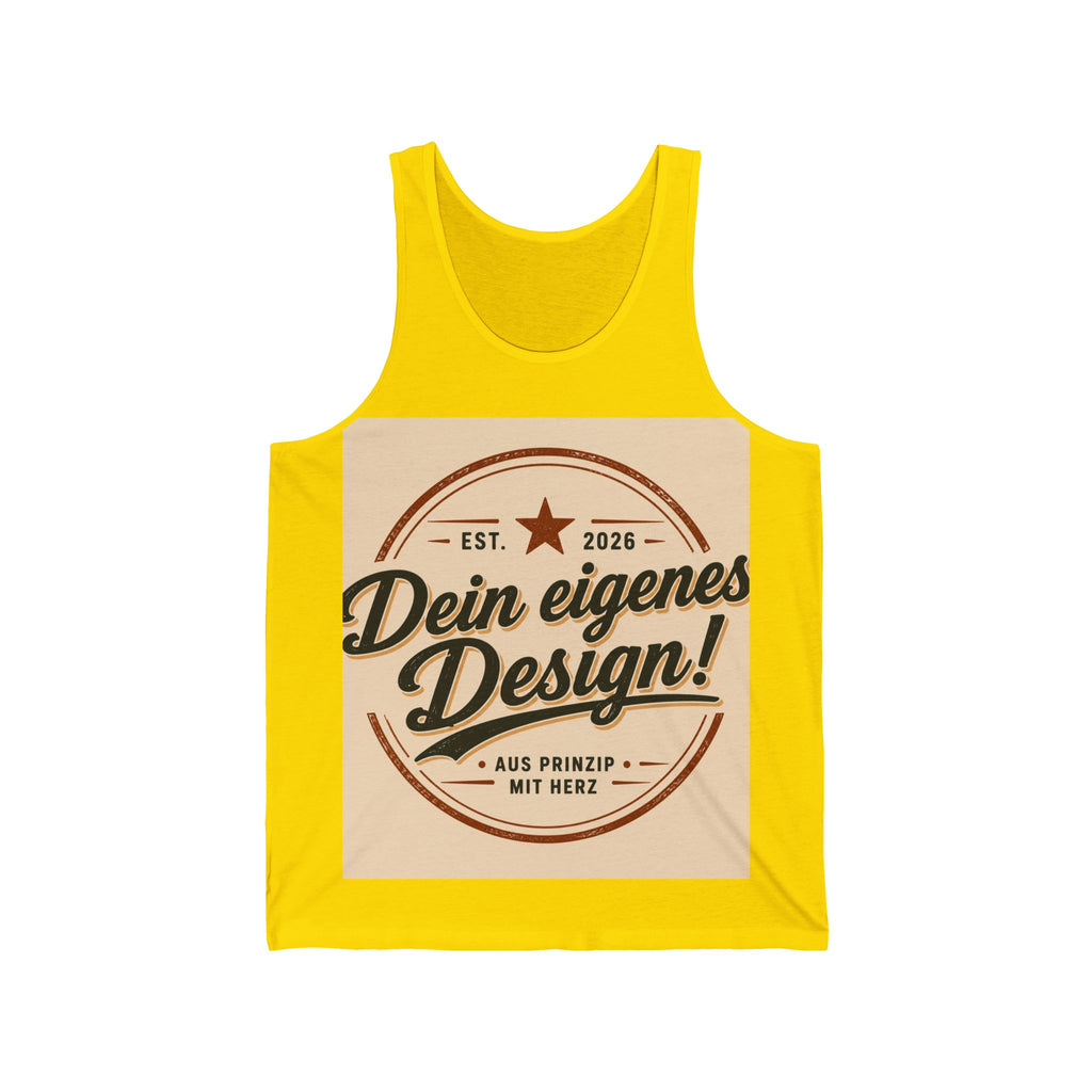 Retro Badge Tank Top — "Dein eigenes Design!" Custom German Vintage Logo Tank