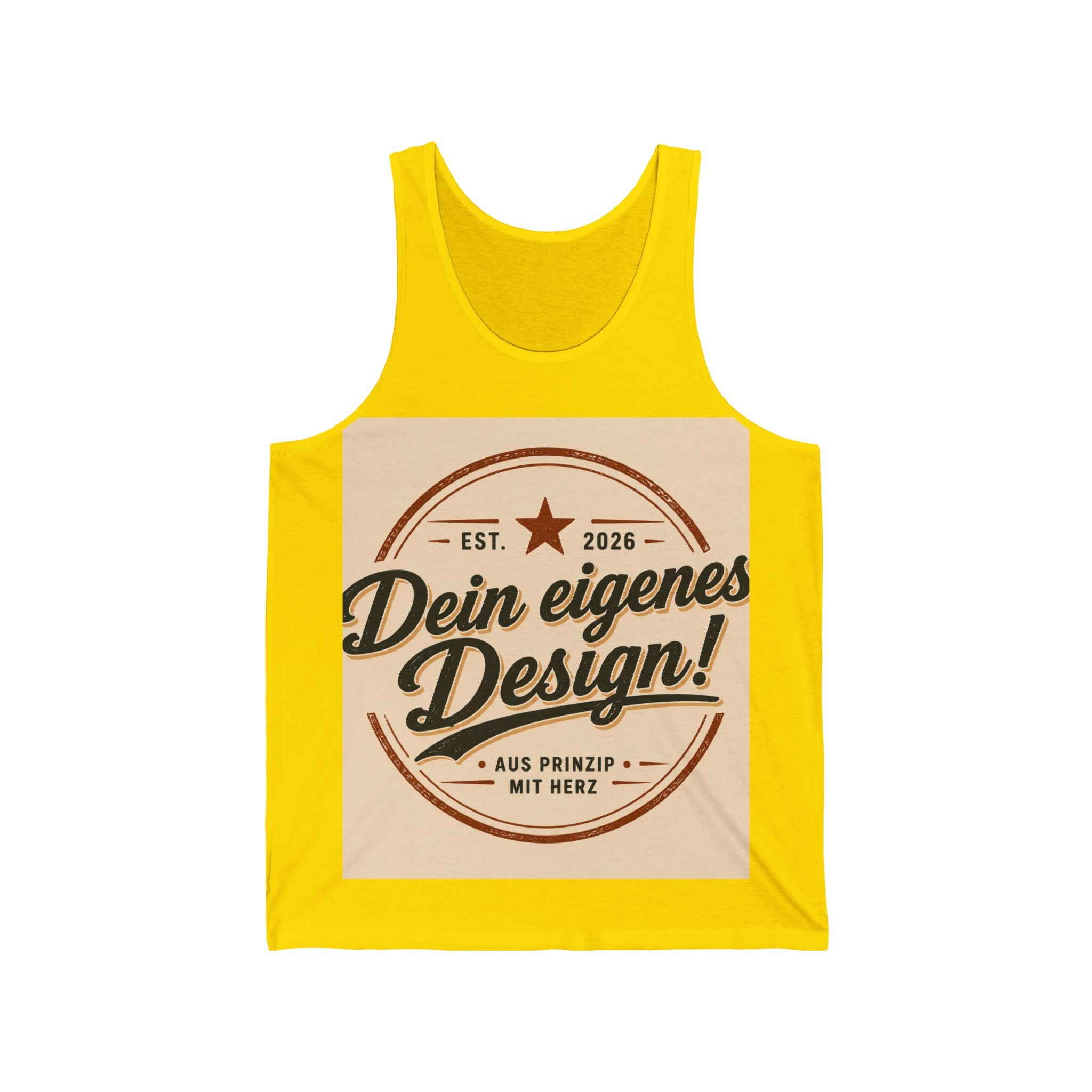 Retro Badge Tank Top — "Dein eigenes Design!" Custom German Vintage Logo Tank