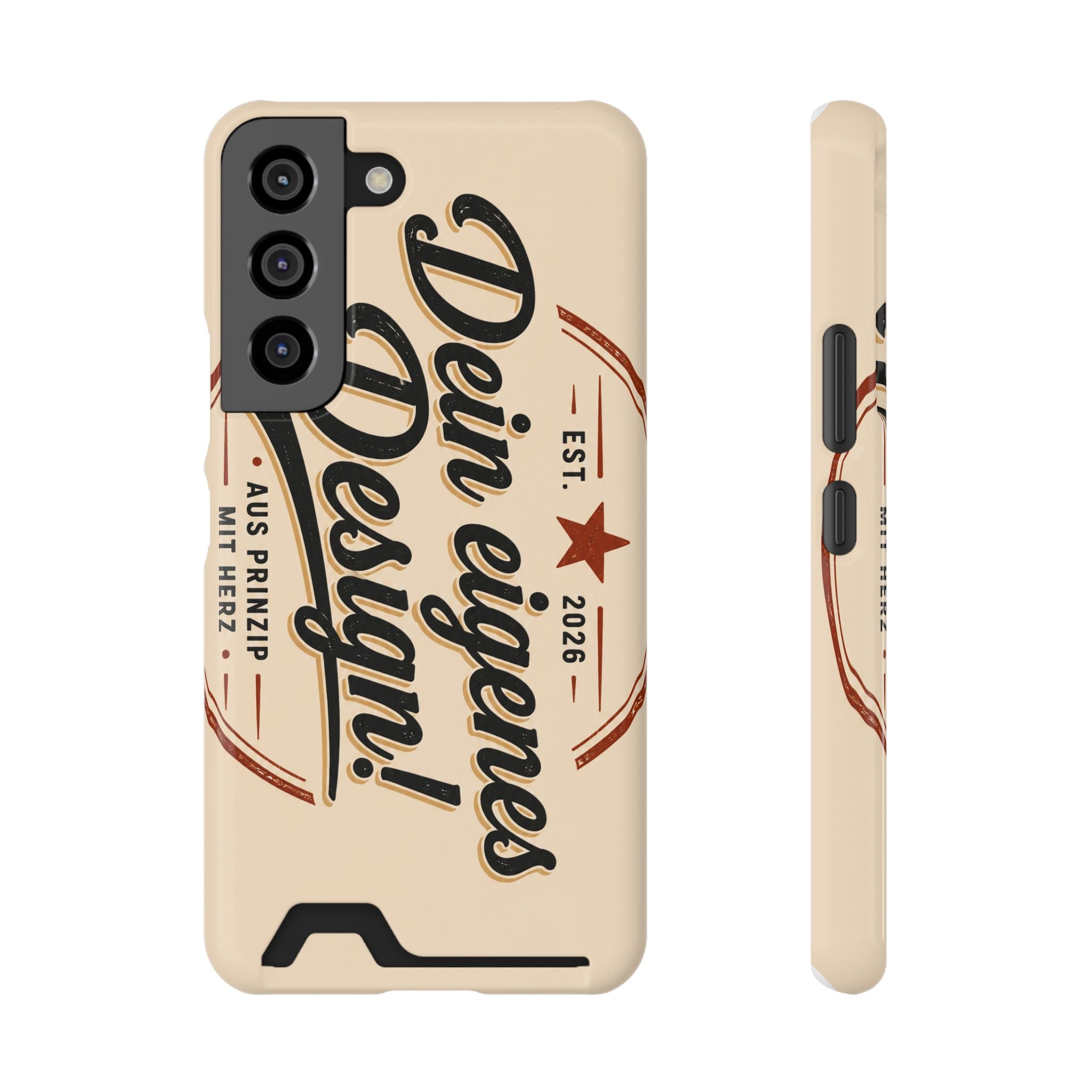 Retro Script Phone Case with Card Holder — "Dein eigenes Design!"