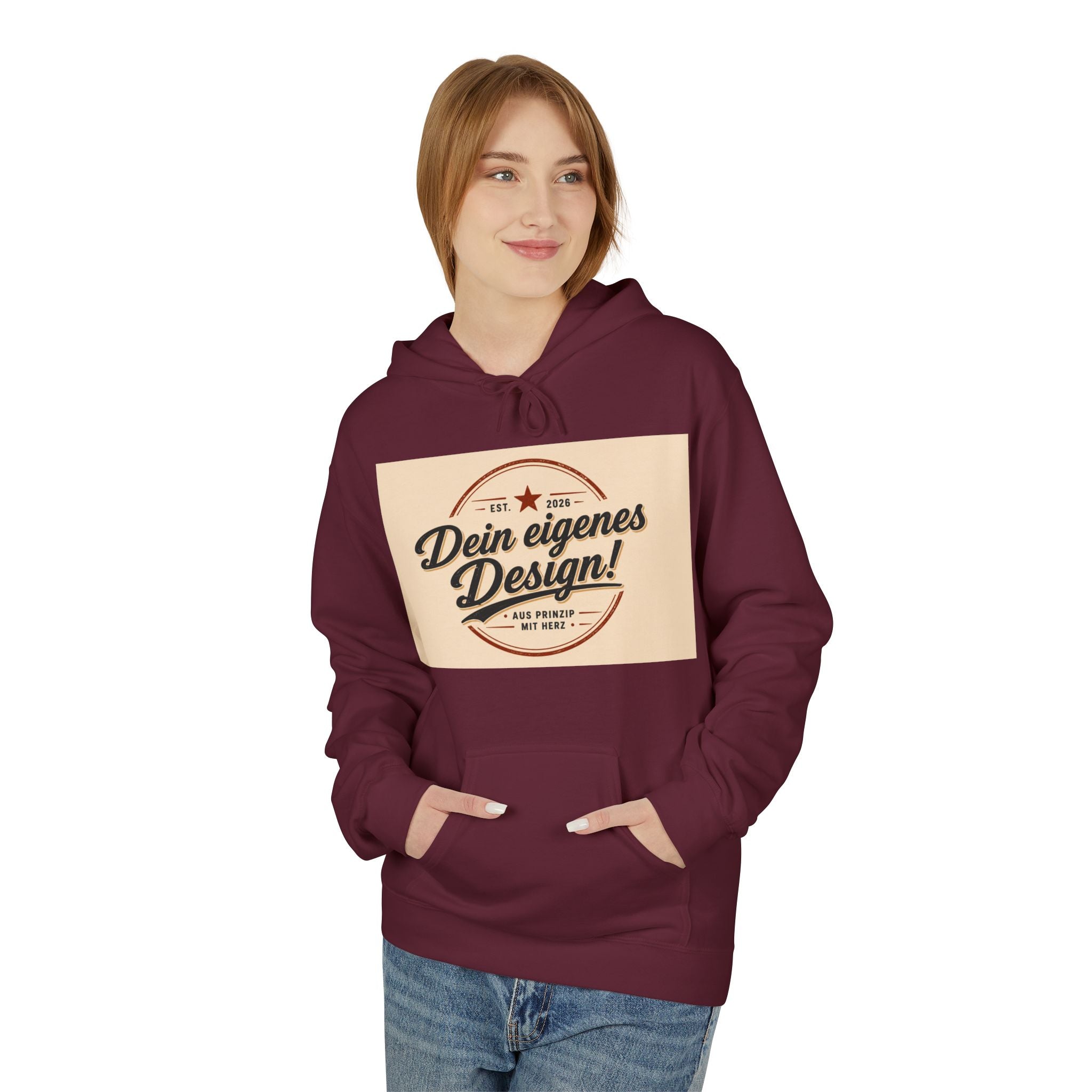 Hoodie — Custom Vintage Badge Design (Dein eigenes Design!)