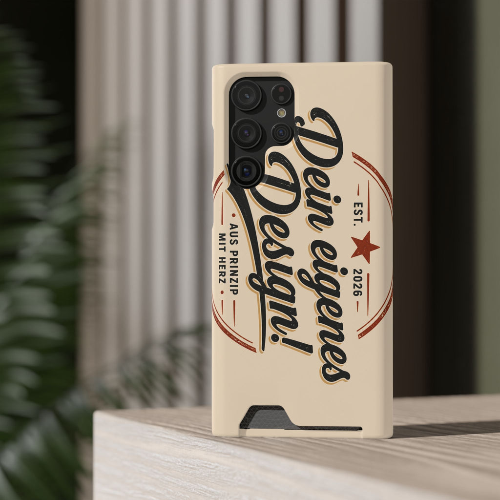 Retro Script Phone Case with Card Holder — "Dein eigenes Design!"
