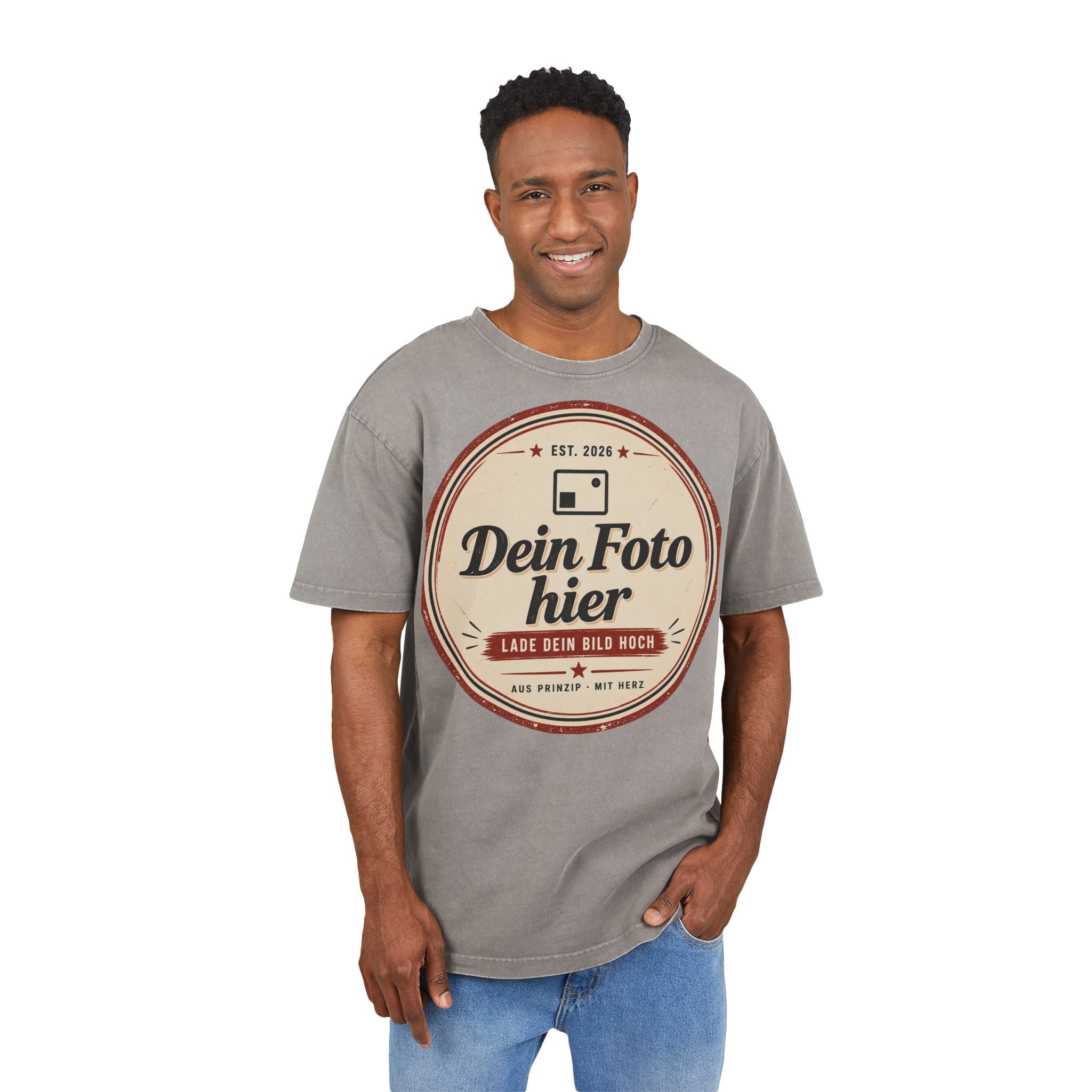Oversized T-Shirt personalized Acid Wash – Design your own photo