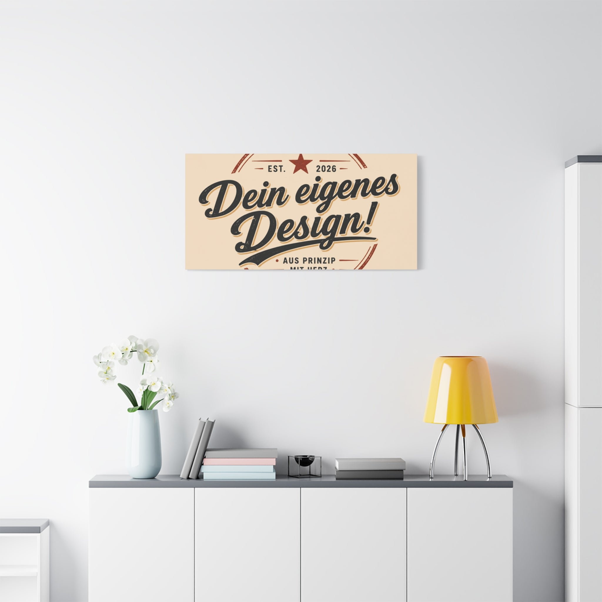Matte Stretched Canvas - "Dein eigenes Design!" Vintage Badge Wall Art
