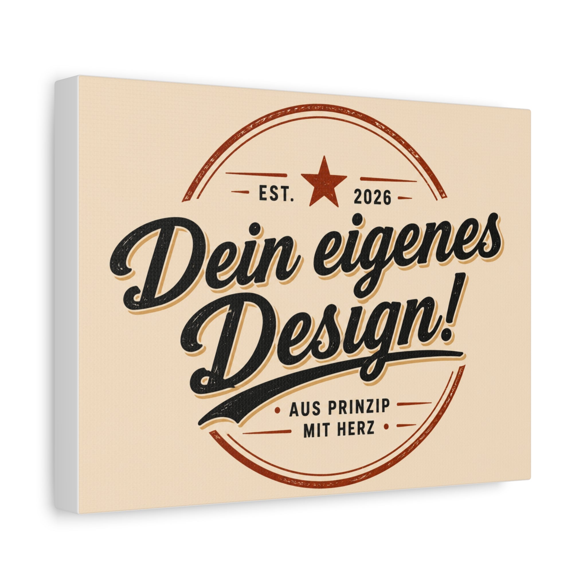Matte Stretched Canvas - "Dein eigenes Design!" Vintage Badge Wall Art