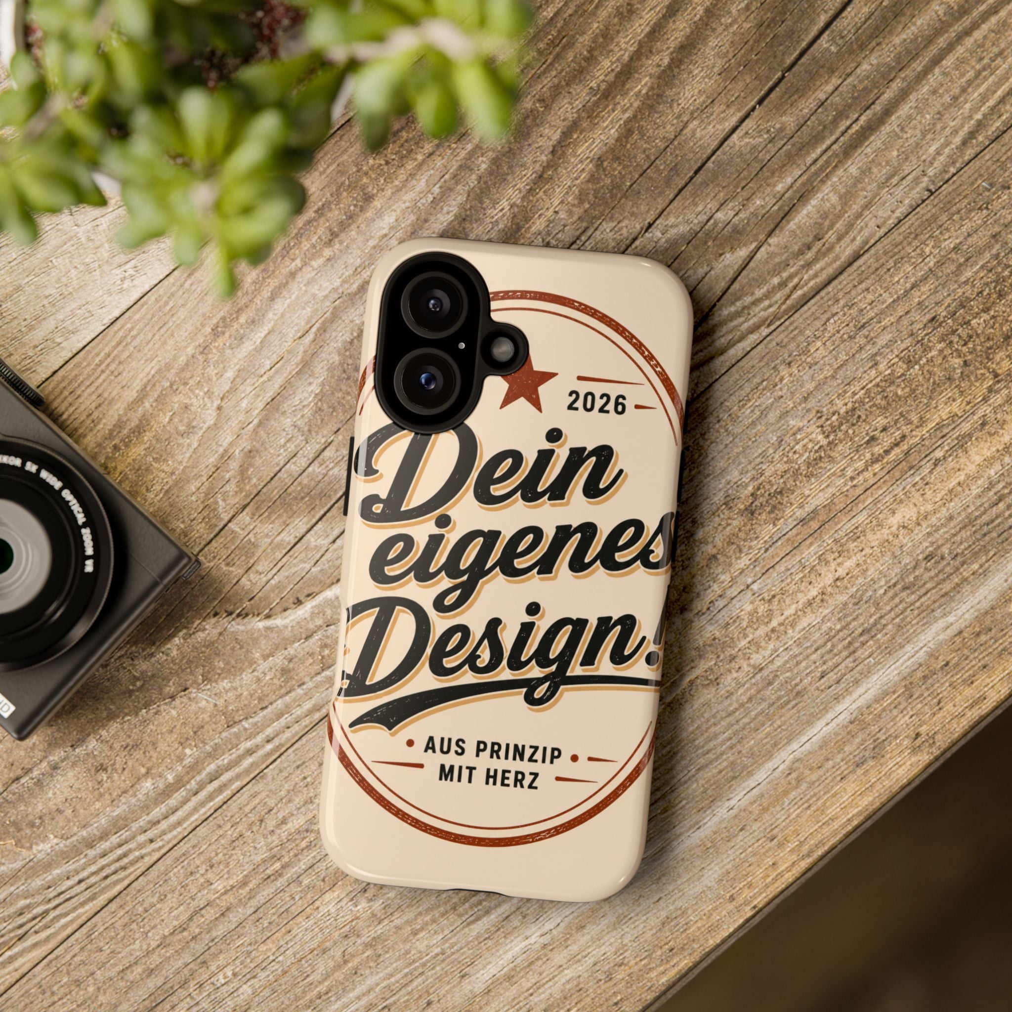 Custom Tough Phone Case — "Dein eigenes Design" Vintage Script Tough Case