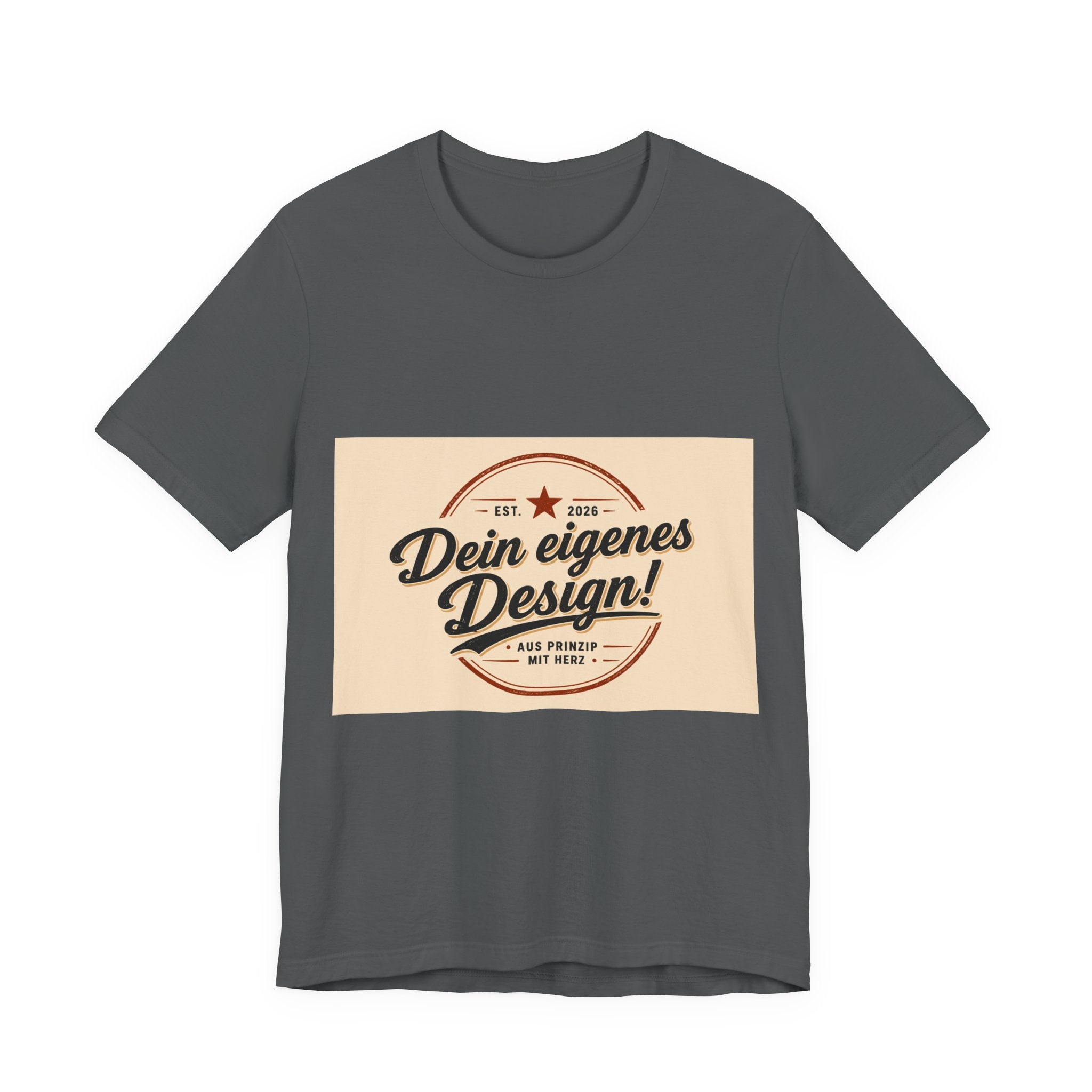 Custom Vintage Badge T-Shirt — "Dein eigenes Design" Personalized Tee