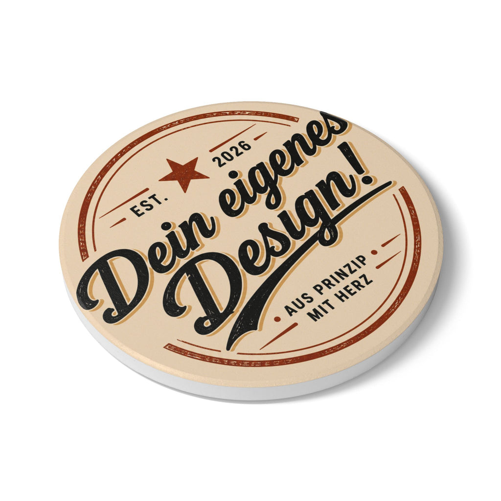 Ceramic Coaster — Retro Vintage Design "Dein eigenes Design!" (Est. 2026)