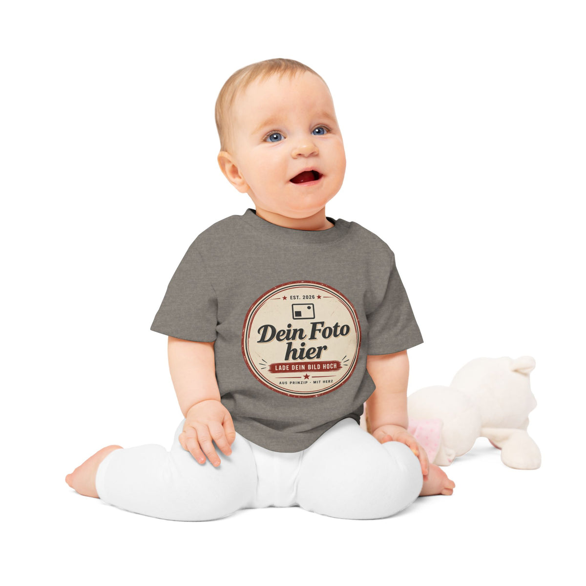 Baby T-Shirt personalisiert mit eigenem Design – Babykleidung 0–3 Jahre bedrucken