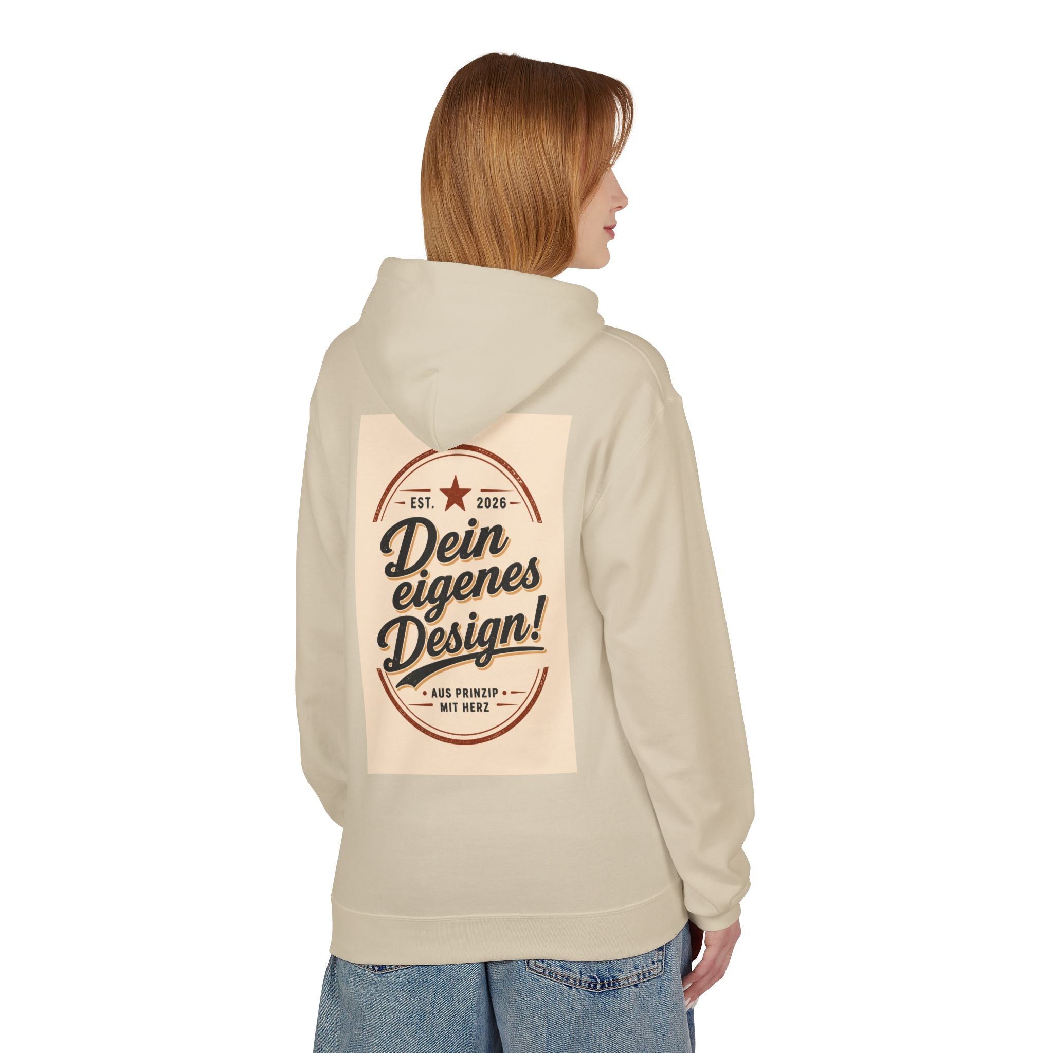 Hoodie — Custom Vintage Badge Design (Dein eigenes Design!)