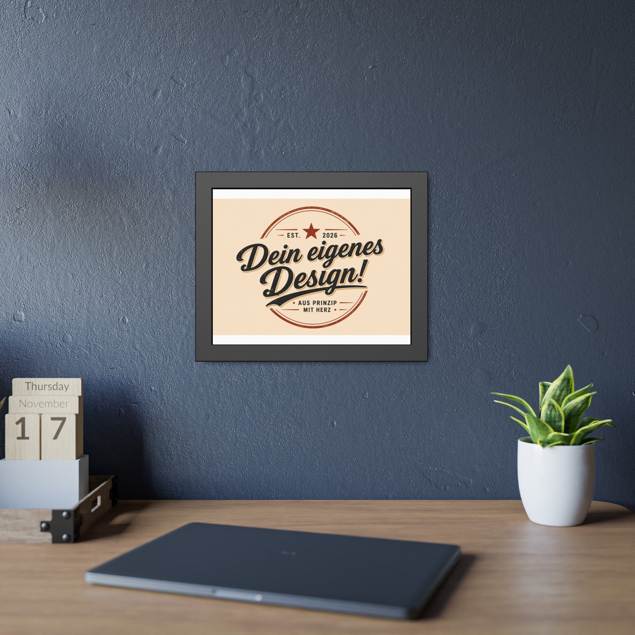 Framed Poster — Custom 'Dein eigenes Design!' Wall Art (Vintage Badge)