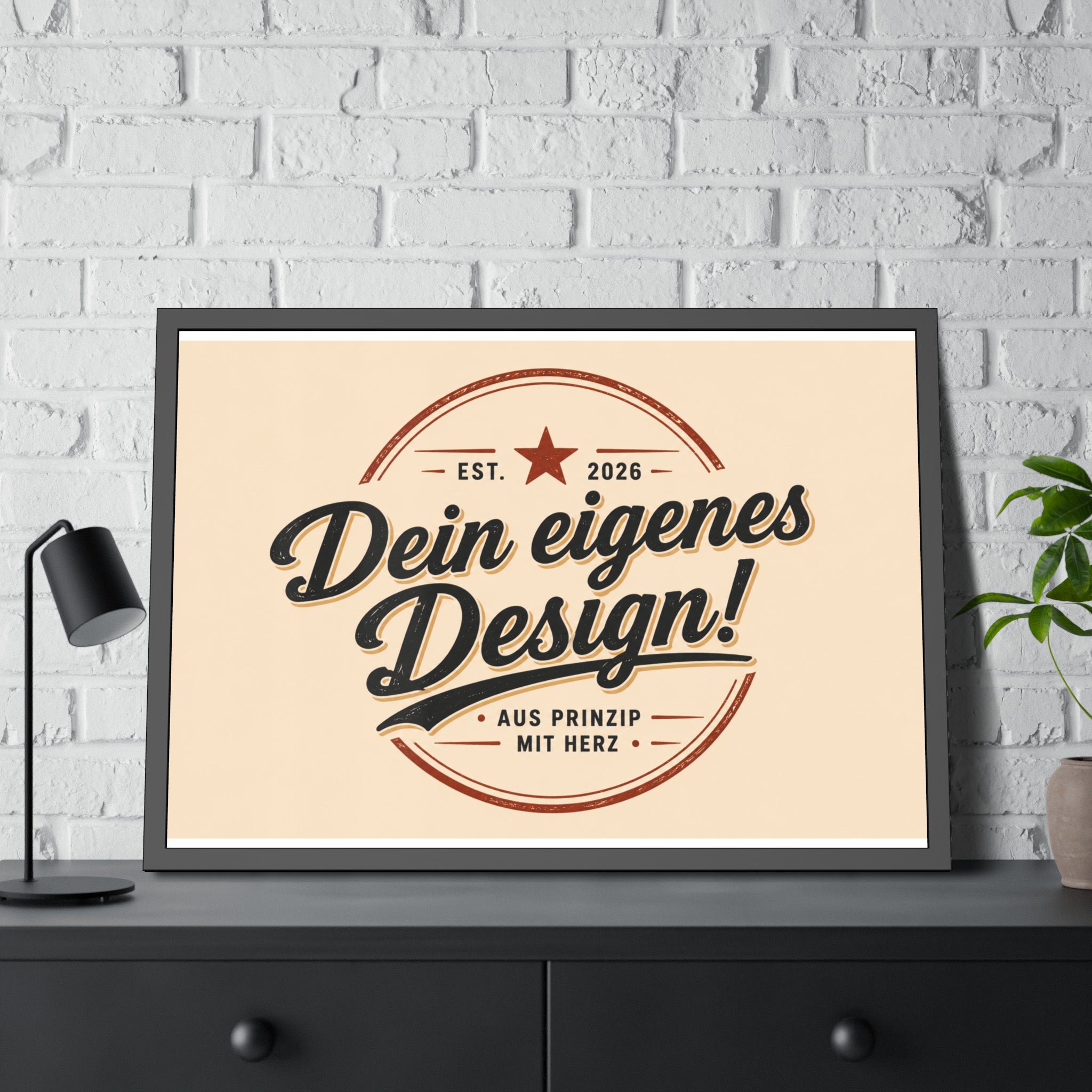 Framed Poster — Custom 'Dein eigenes Design!' Wall Art (Vintage Badge)