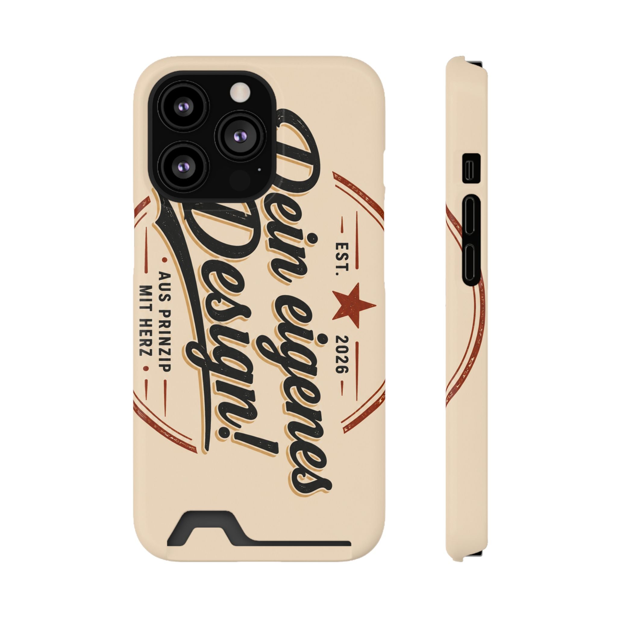 Retro Script Phone Case with Card Holder — "Dein eigenes Design!"
