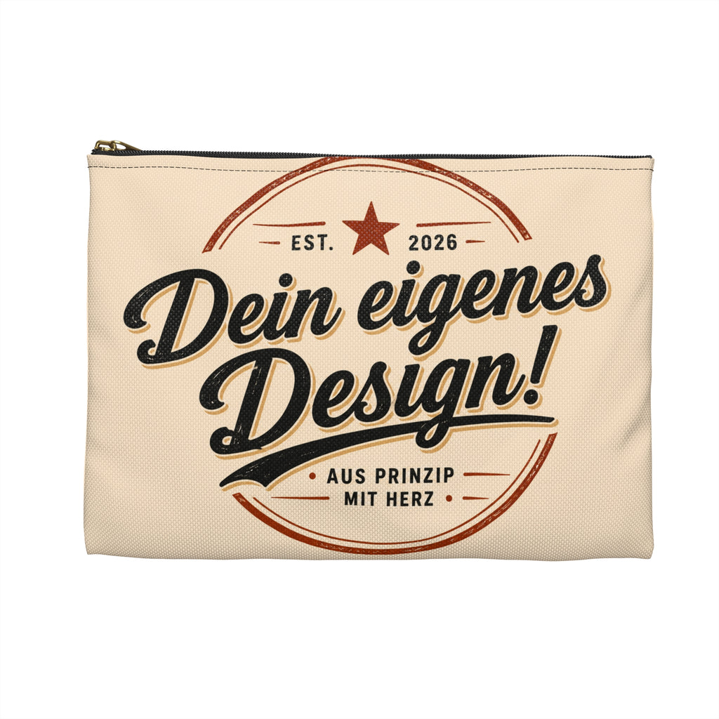 Retro Logo Accessory Pouch — "Dein eigenes Design!" Cotton Zip Bag