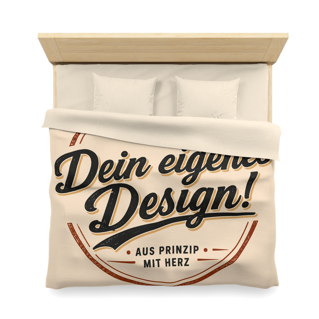 Custom Vintage Badge Duvet Cover — "Dein eigenes Design!" Microfiber Bedding