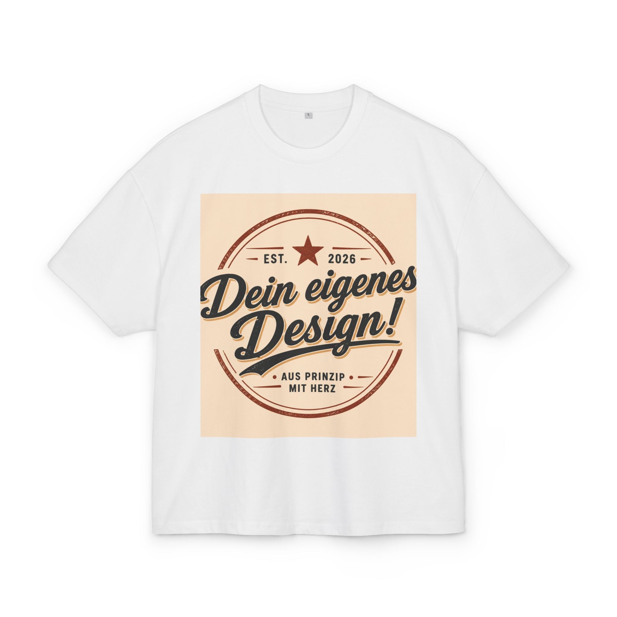 Vintage Badge T-Shirt — "Dein eigenes Design!" Retro Logo Tee