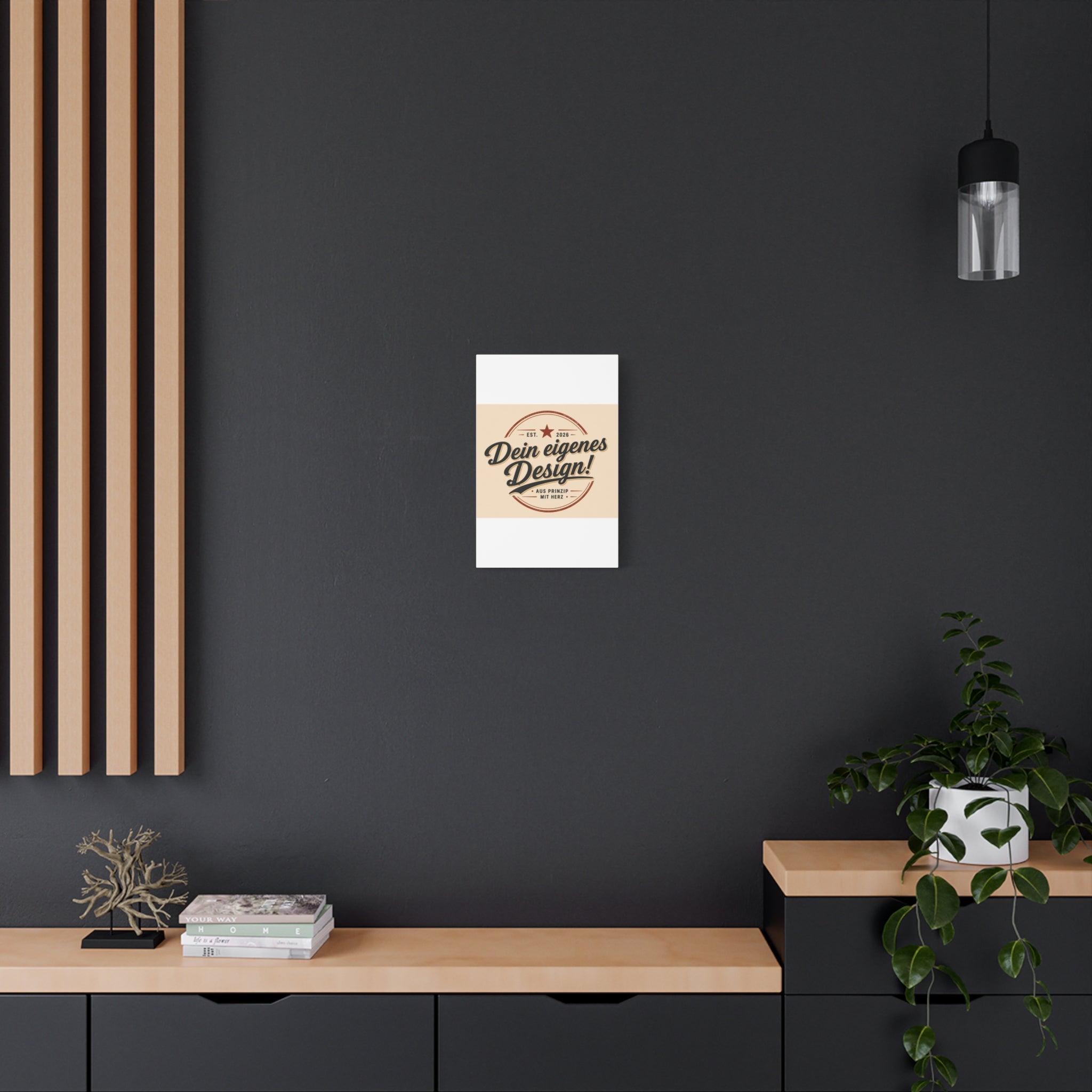 Matte Stretched Canvas - "Dein eigenes Design!" Vintage Badge Wall Art