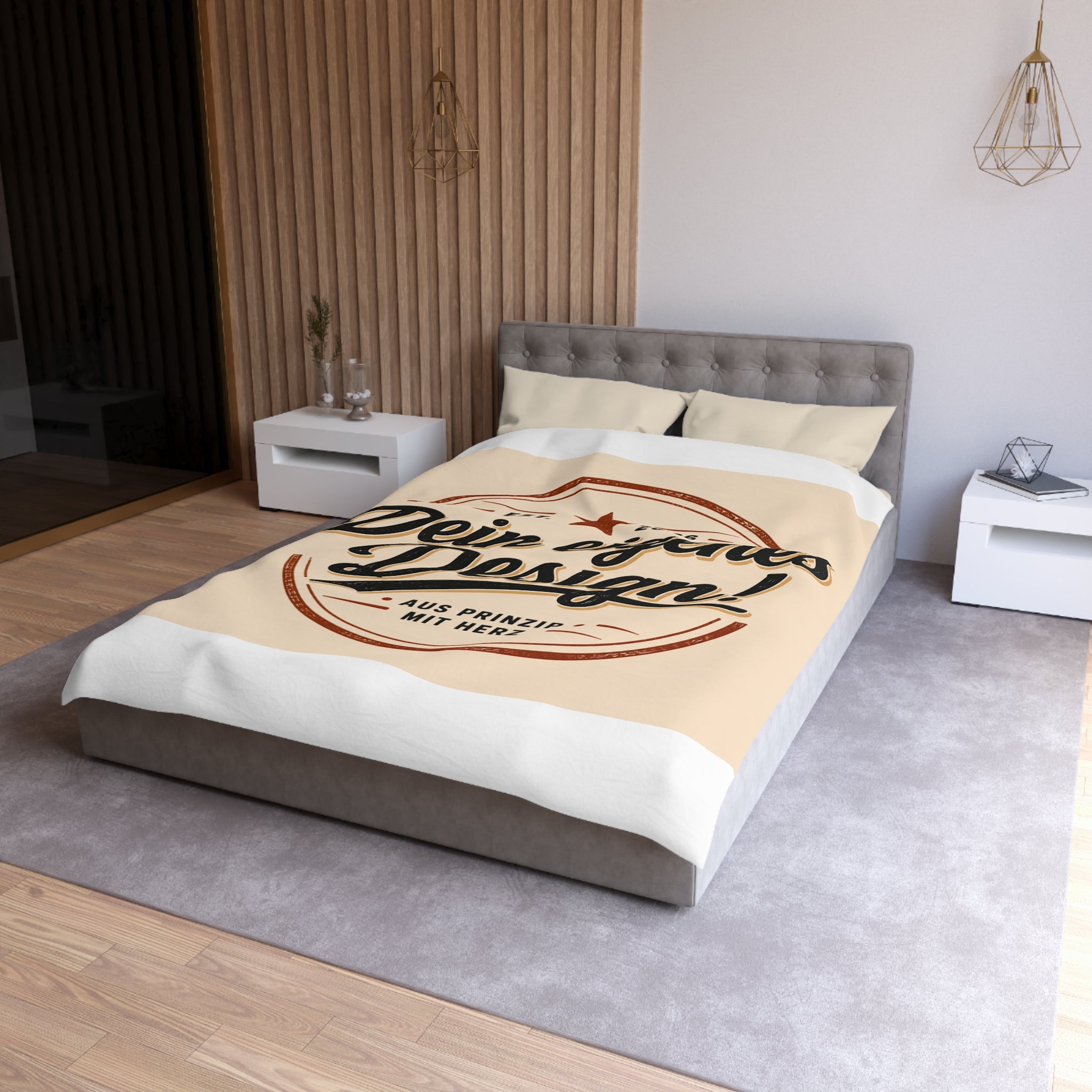 Custom Vintage Badge Duvet Cover — "Dein eigenes Design!" Microfiber Bedding
