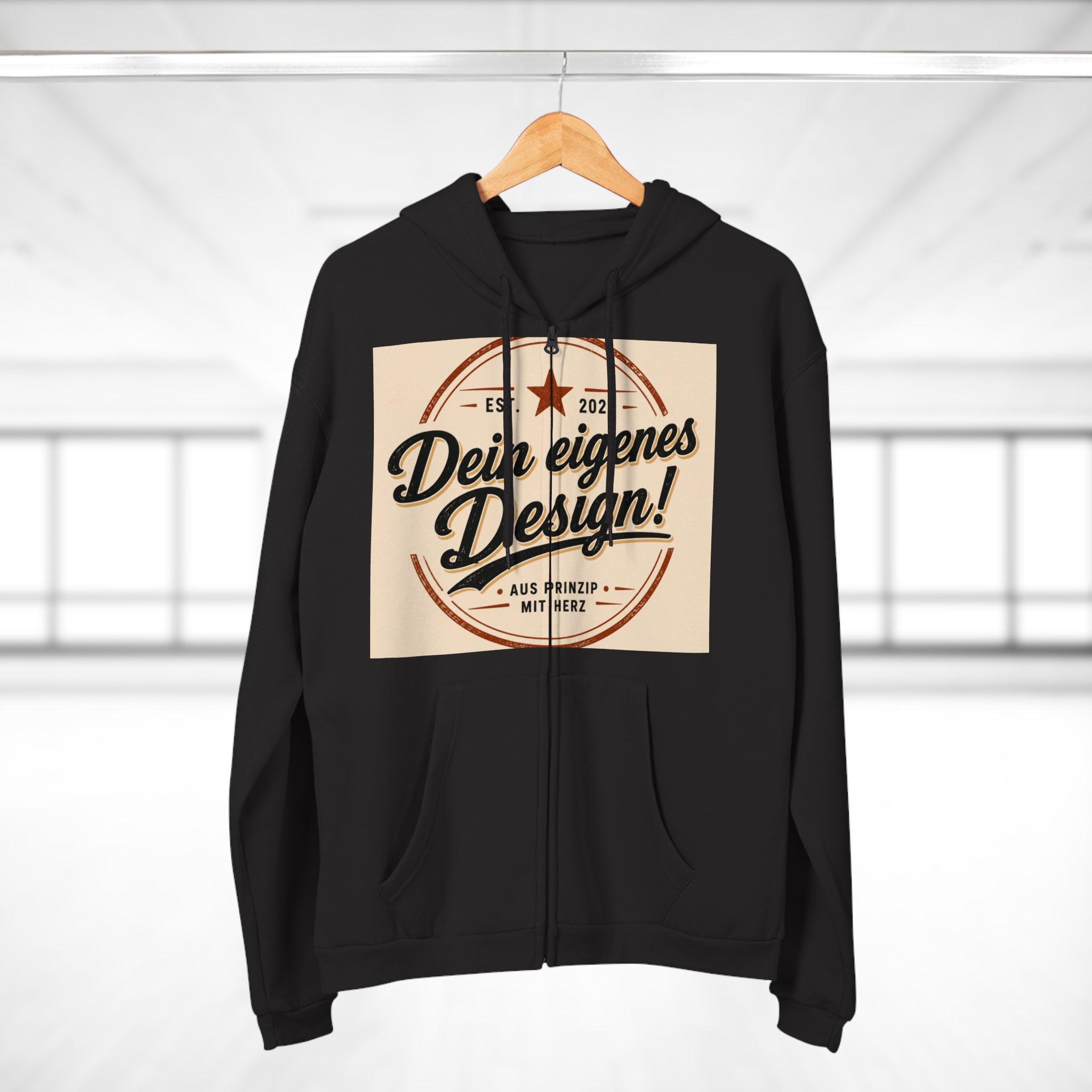 Vintage Badge Zip Hoodie – "Dein eigenes Design!" Graphic