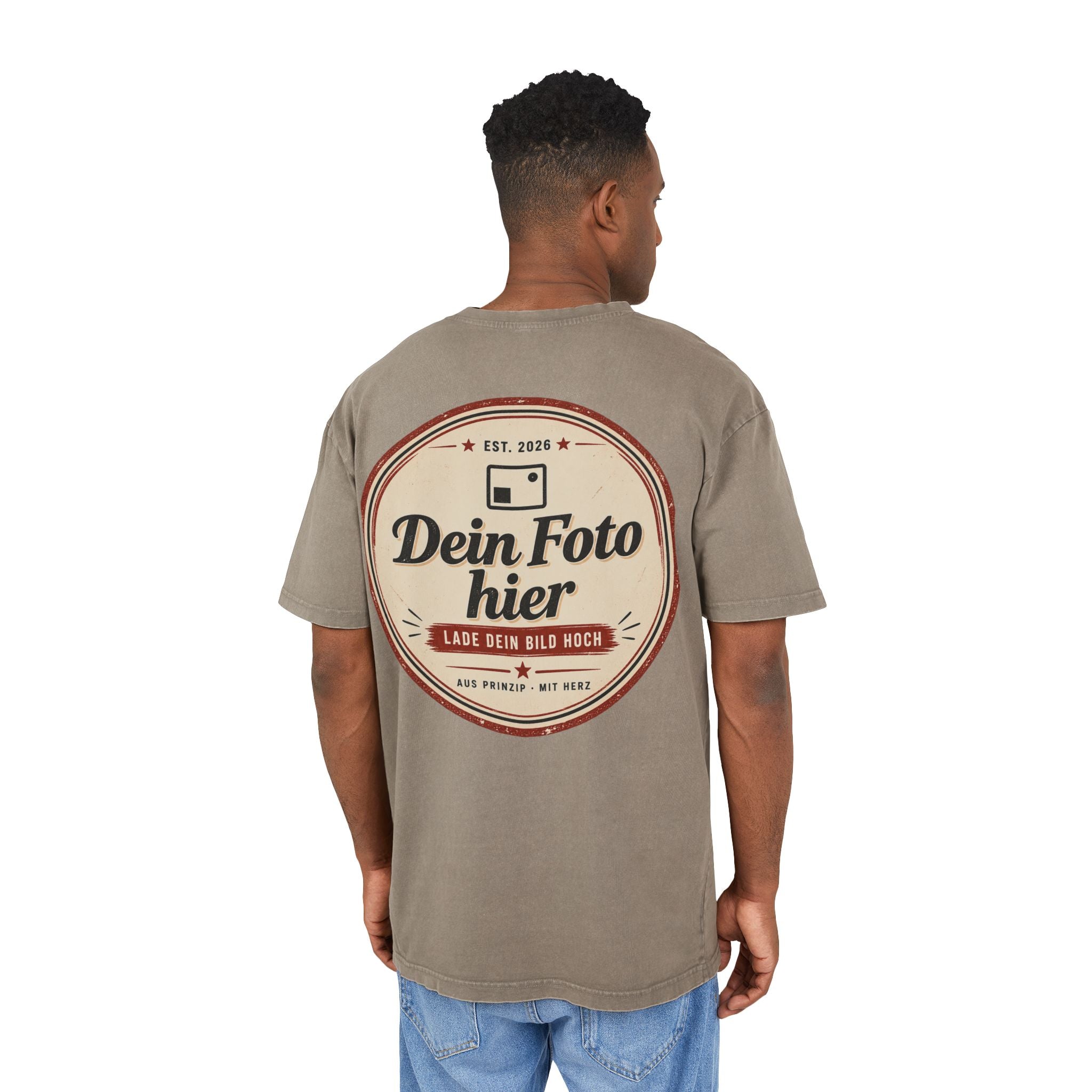 Oversized T-Shirt personalized Acid Wash – Design your own photo