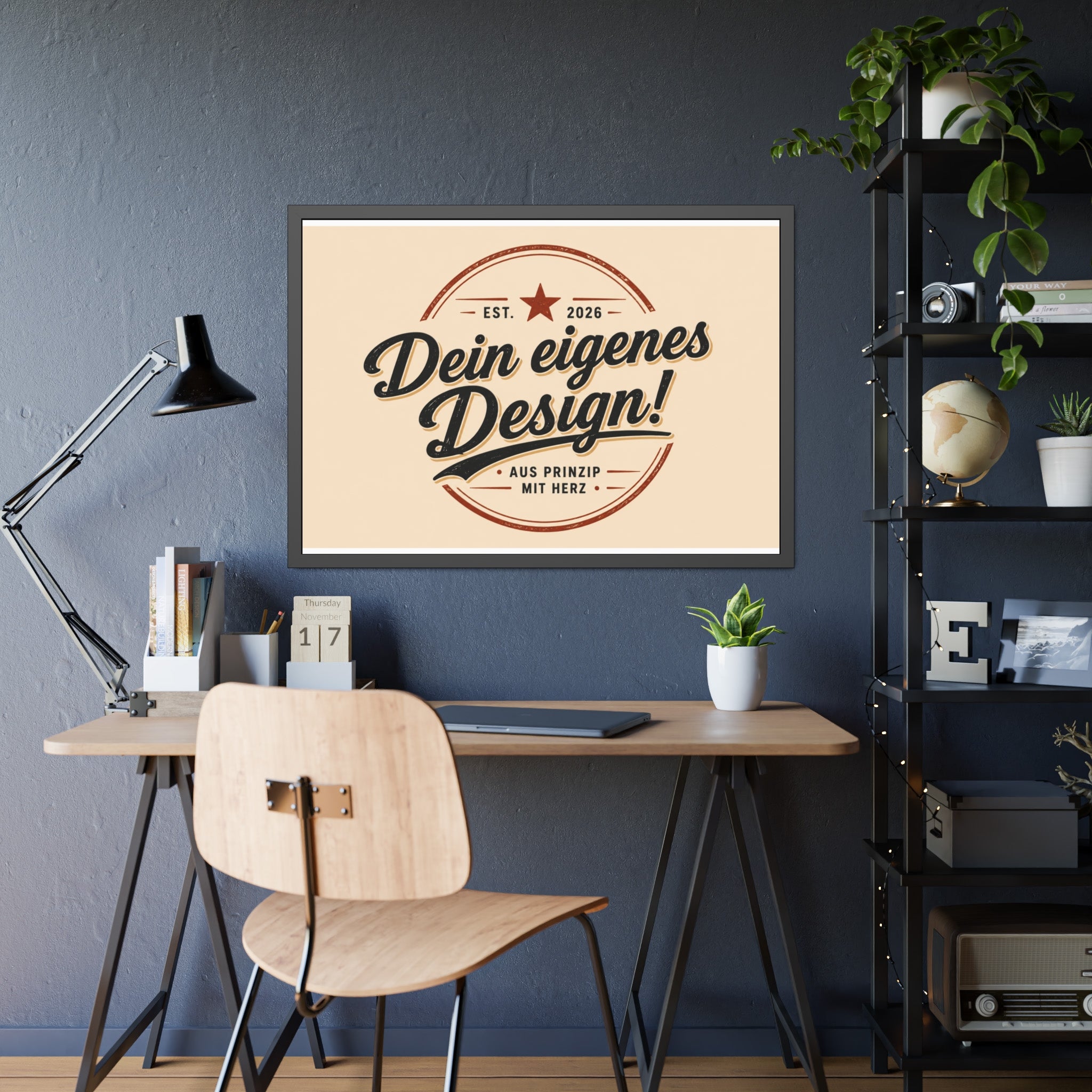 Framed Poster — Custom 'Dein eigenes Design!' Wall Art (Vintage Badge)