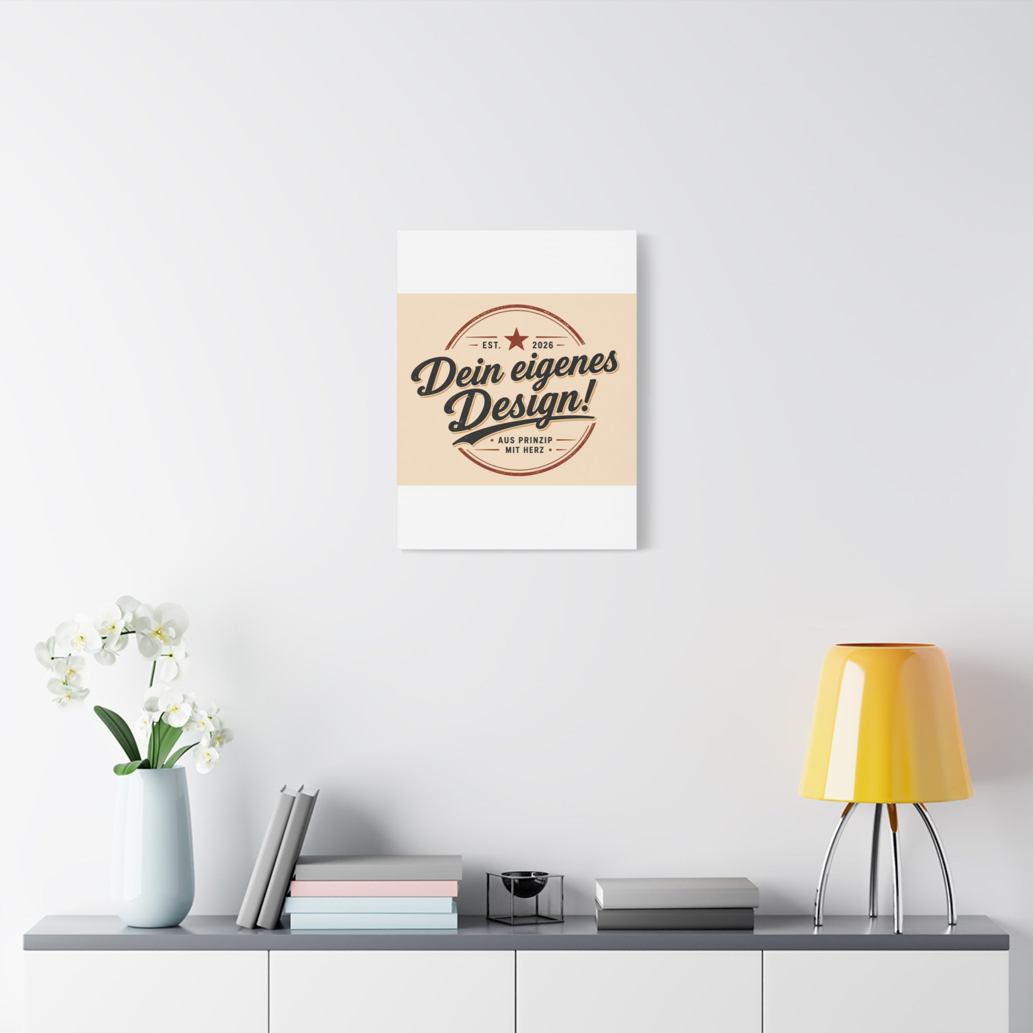 Matte Stretched Canvas - "Dein eigenes Design!" Vintage Badge Wall Art