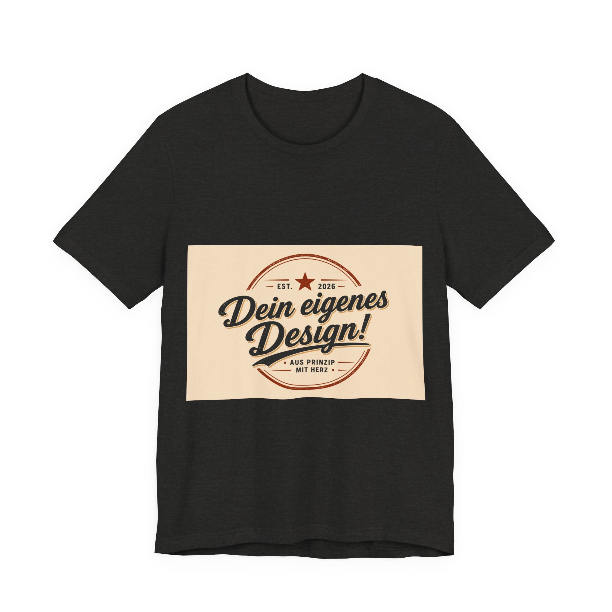 Custom Vintage Badge T-Shirt — "Dein eigenes Design" Personalized Tee