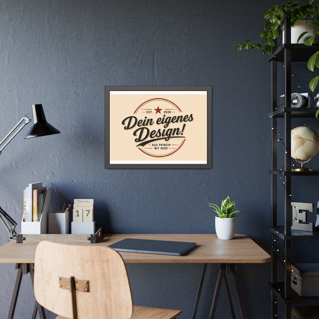 Framed Poster — Custom 'Dein eigenes Design!' Wall Art (Vintage Badge)