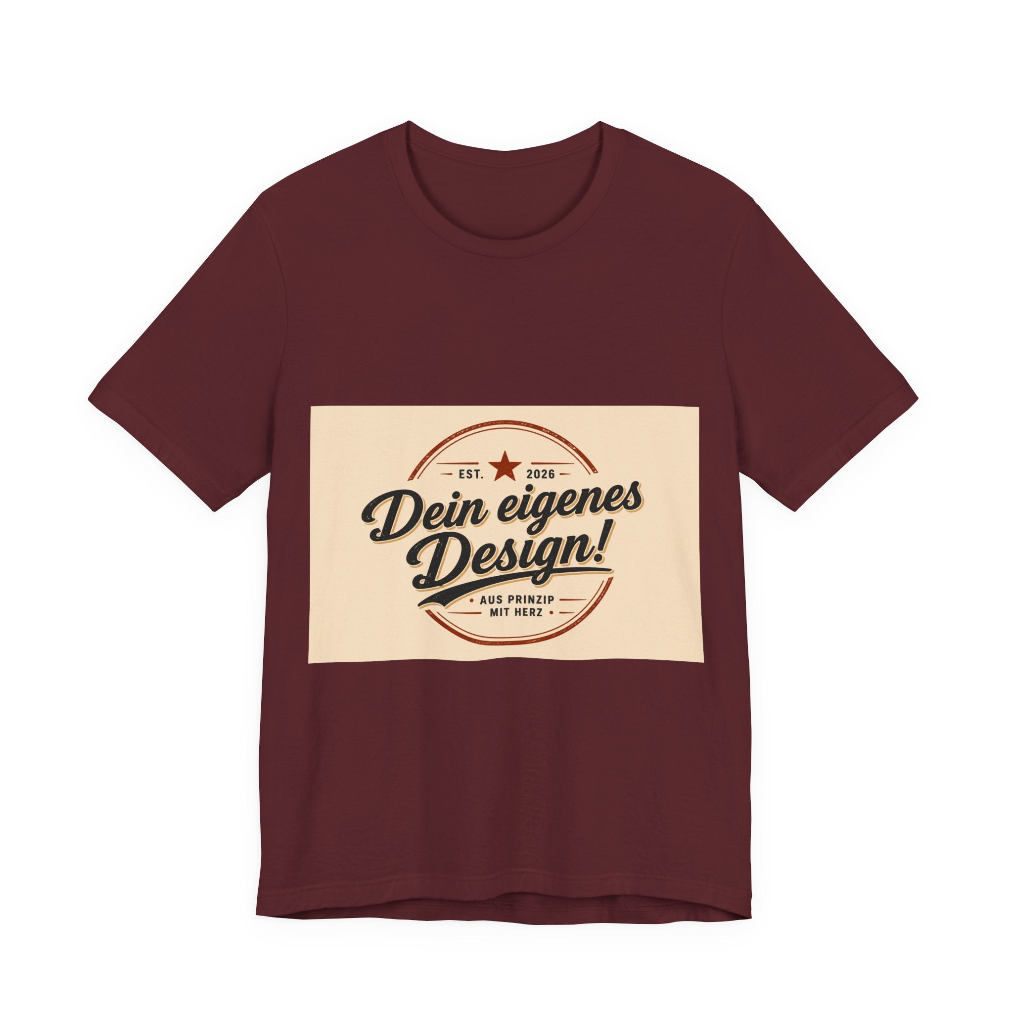 Custom Vintage Badge T-Shirt — "Dein eigenes Design" Personalized Tee