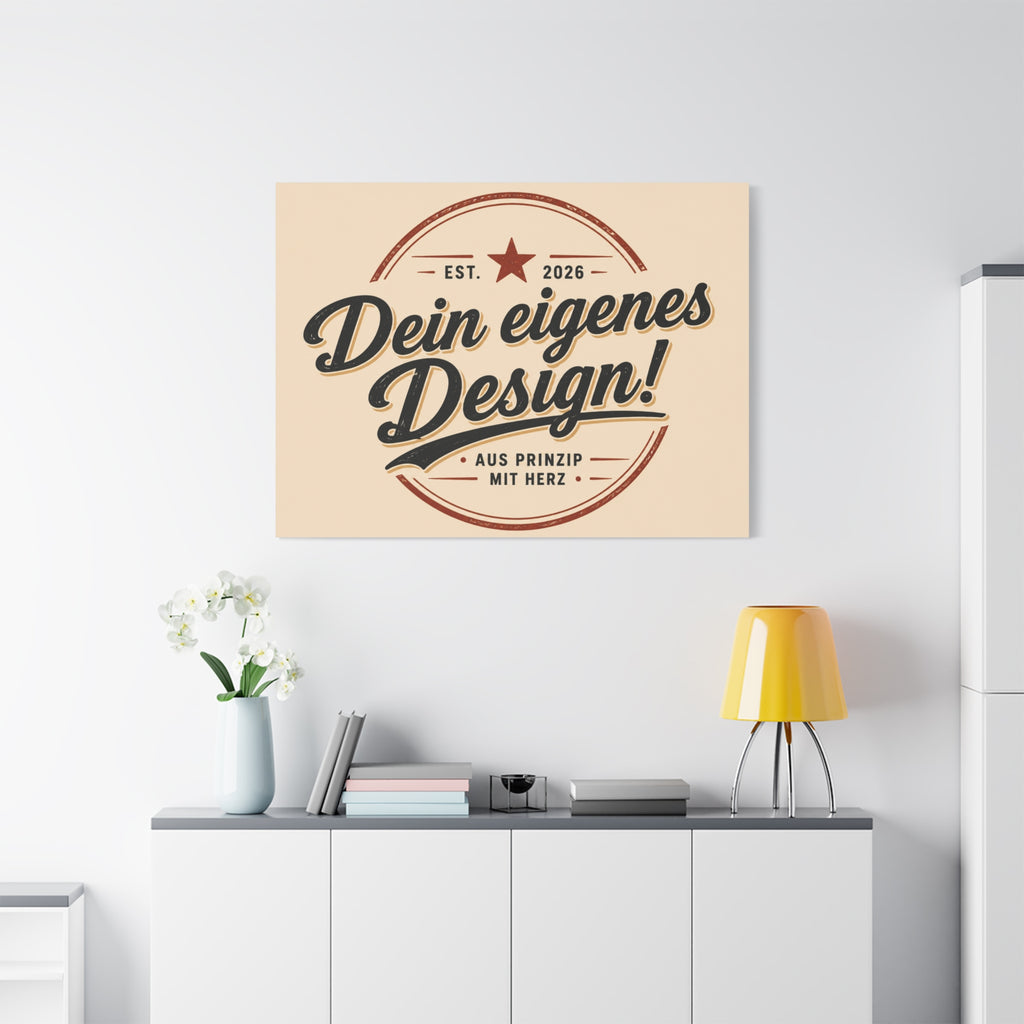 Matte Stretched Canvas - "Dein eigenes Design!" Vintage Badge Wall Art