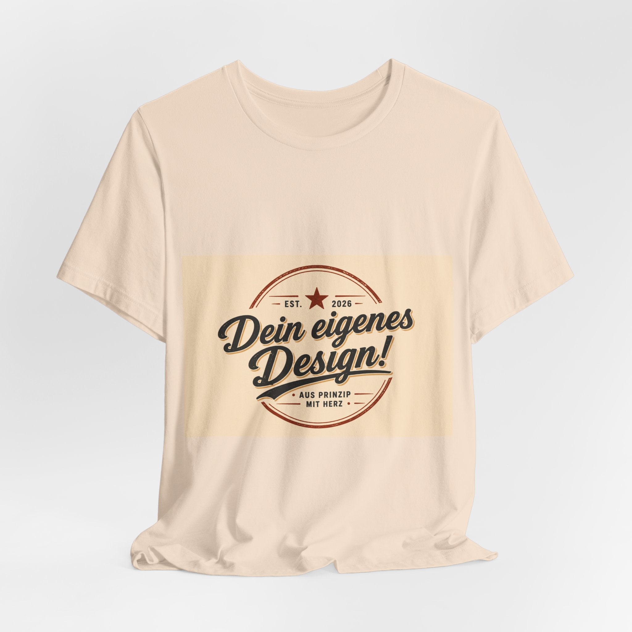 Custom Vintage Badge T-Shirt — "Dein eigenes Design" Personalized Tee