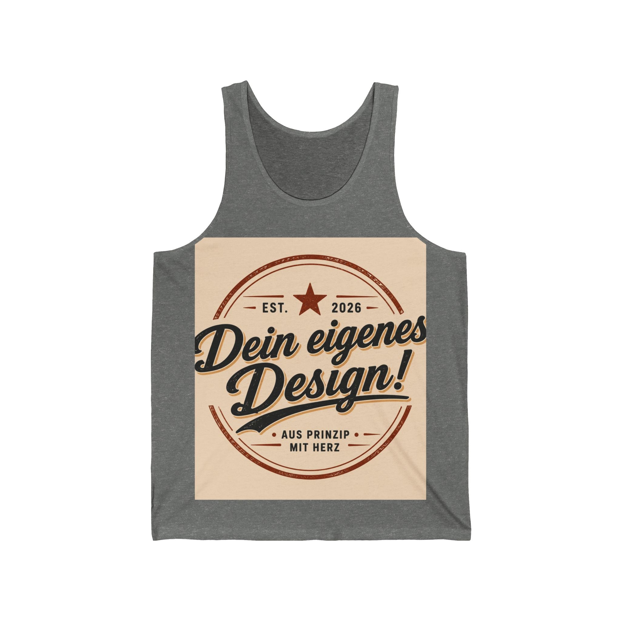 Retro Badge Tank Top — "Dein eigenes Design!" Custom German Vintage Logo Tank
