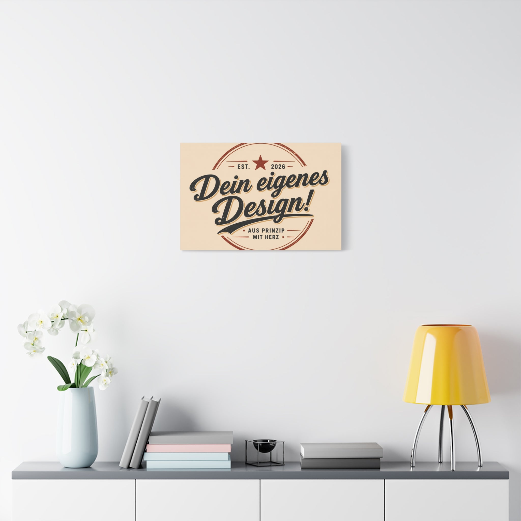 Matte Stretched Canvas - "Dein eigenes Design!" Vintage Badge Wall Art