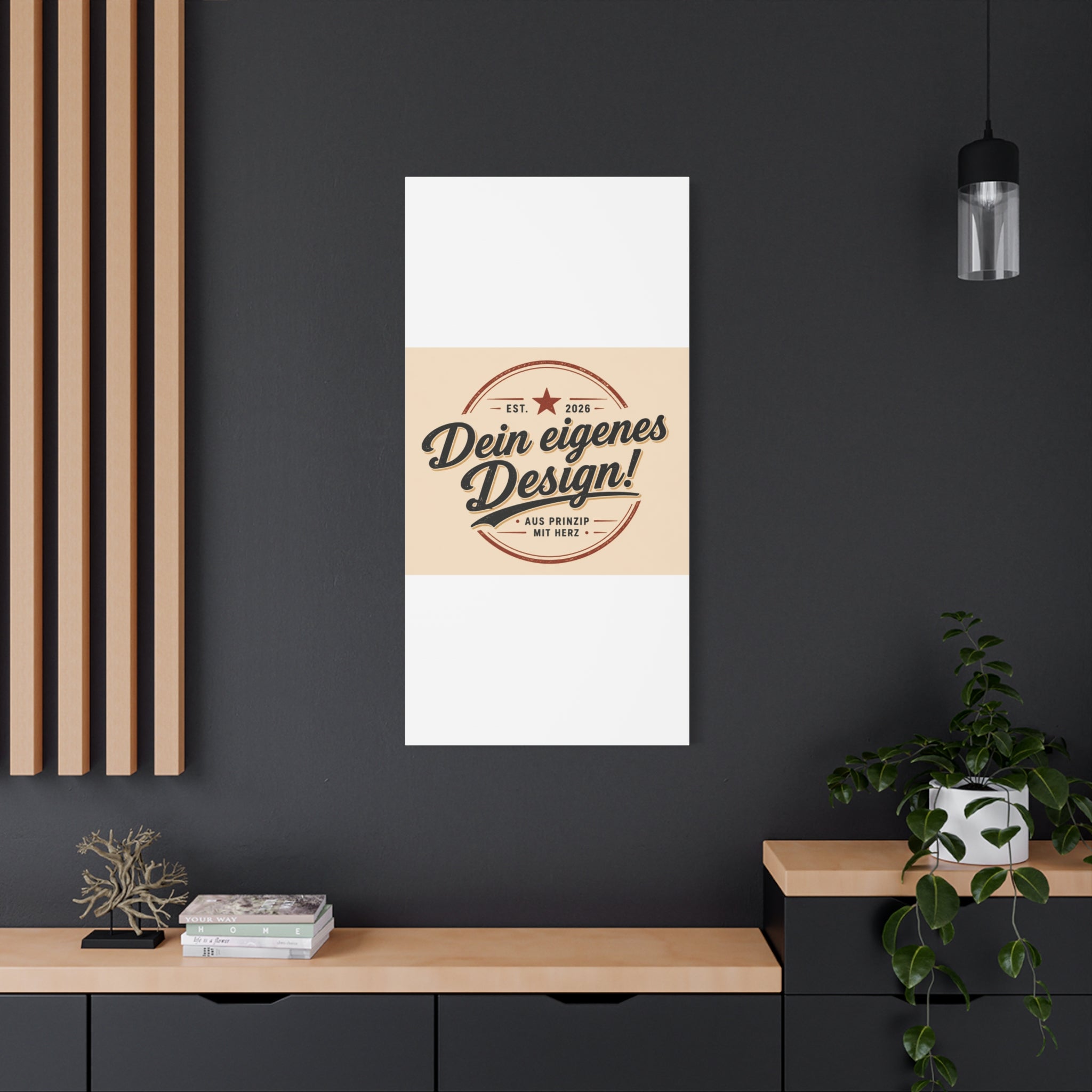 Matte Stretched Canvas - "Dein eigenes Design!" Vintage Badge Wall Art