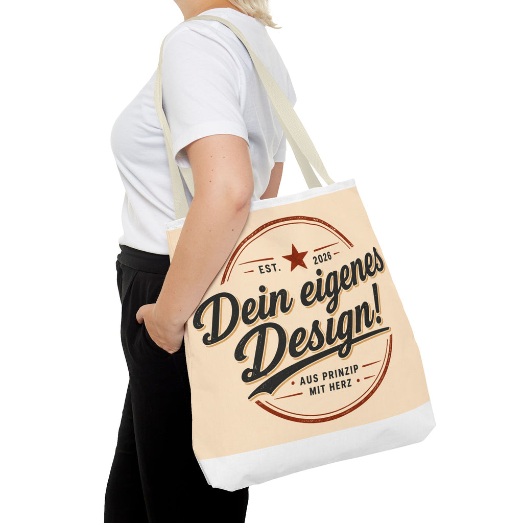Custom Design Tote Bag — "Dein eigenes Design!" Vintage Emblem Canvas Shopper