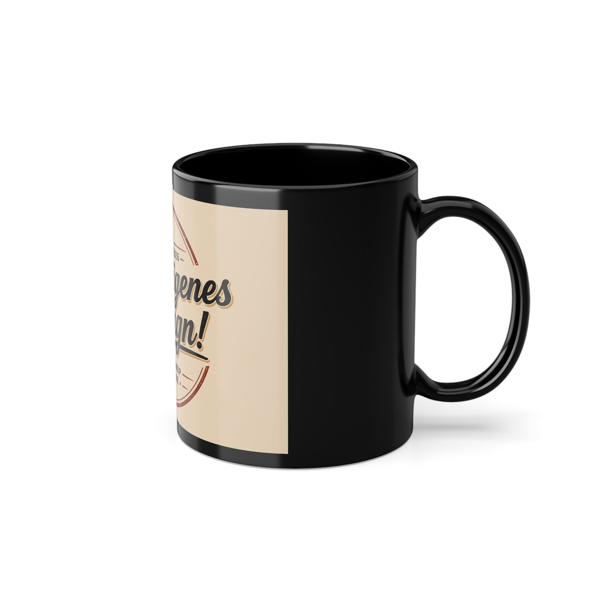 Black Coffee Mug — 'Dein eigenes Design!' Retro German Typography 11oz