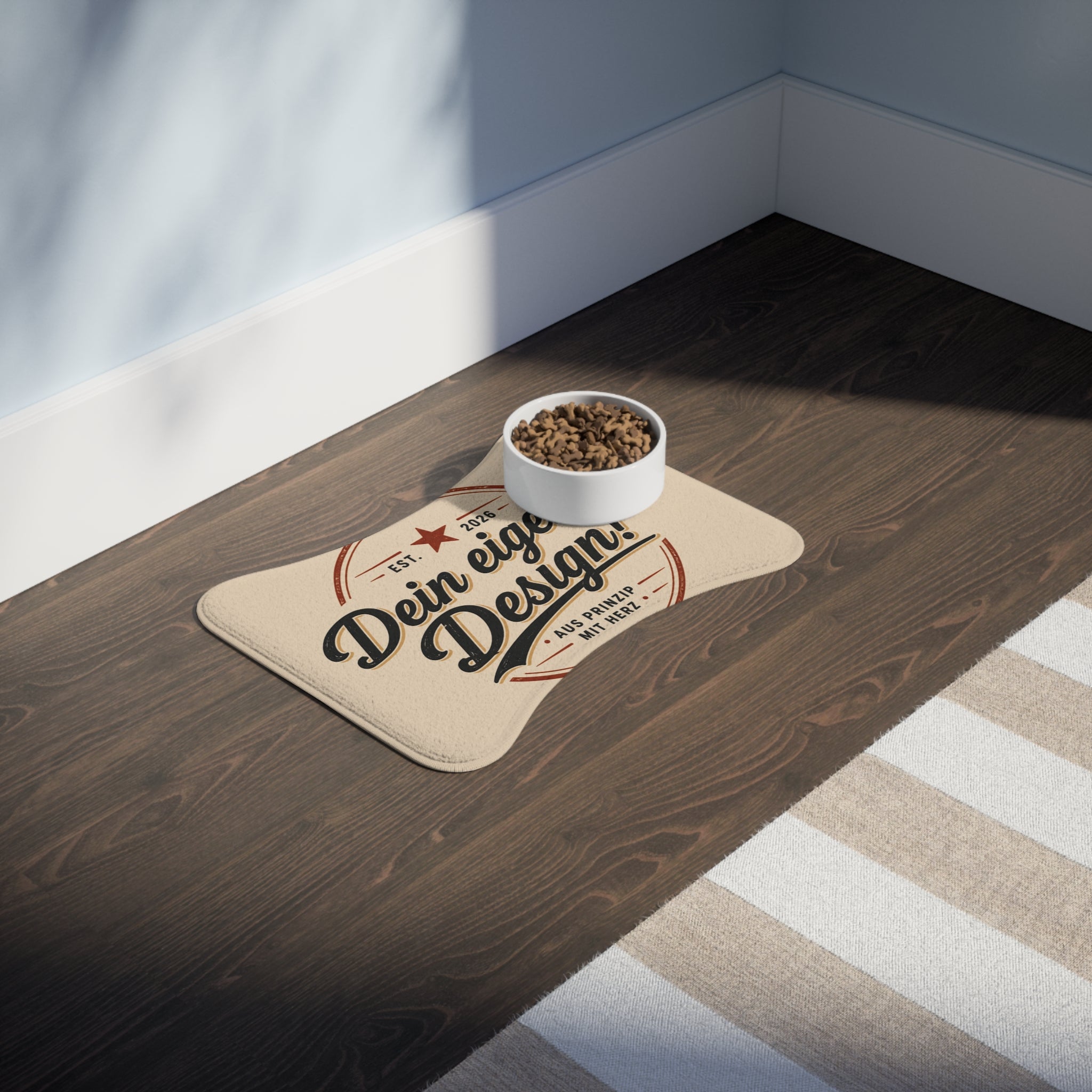 Customizable Bone Pet Feeding Mat — 'Dein eigenes Design!' Personalized Dog Bowl Placemat