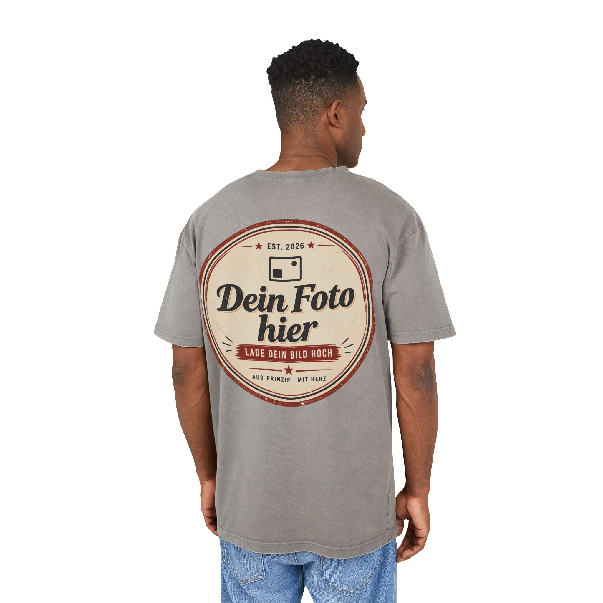 Oversized T-Shirt personalized Acid Wash – Design your own photo