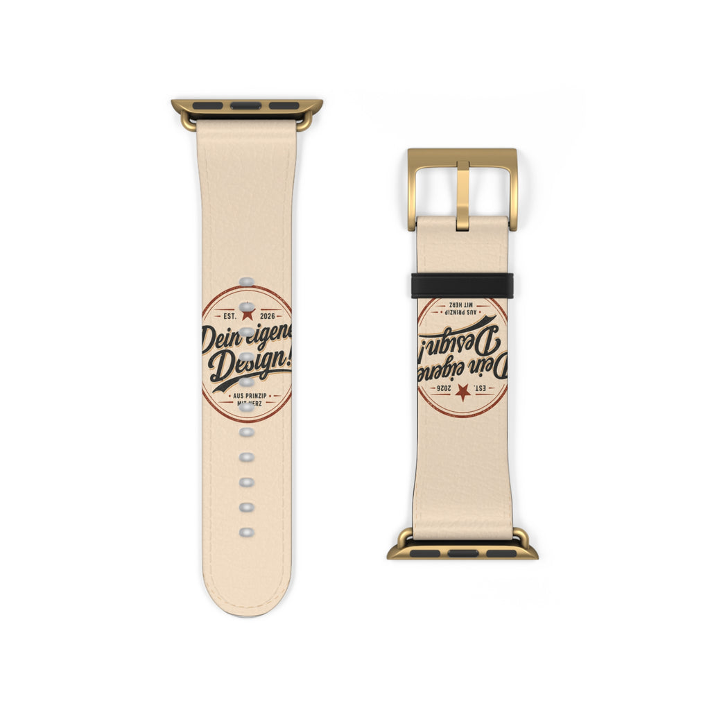 Vintage Stamp Leather Watch Band — Custom 'Dein eigenes Design' Accent