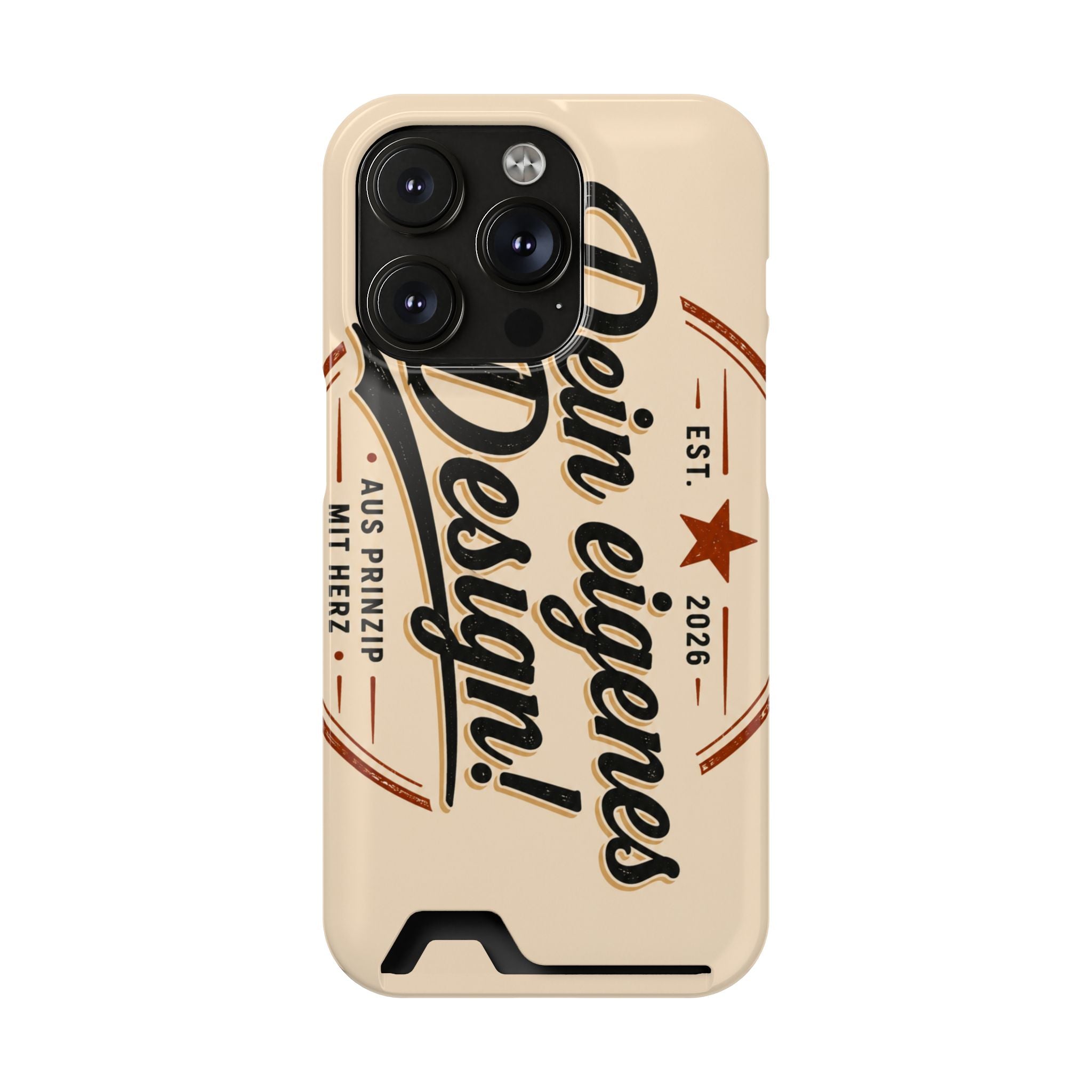 Retro Script Phone Case with Card Holder — "Dein eigenes Design!"