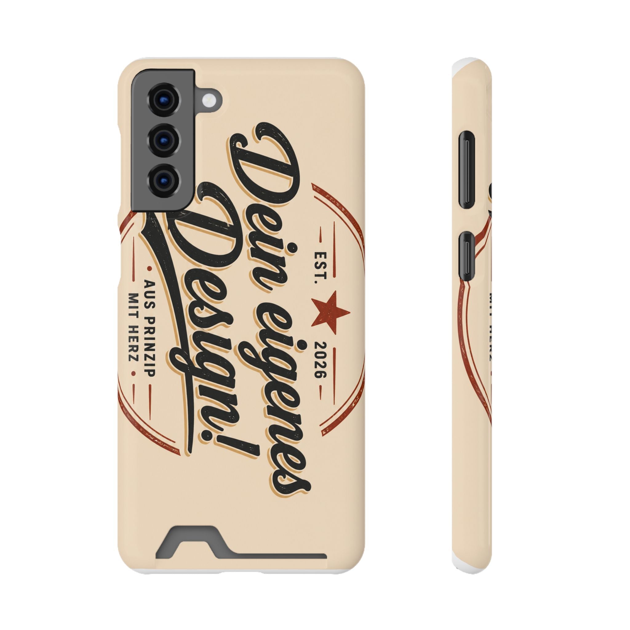 Retro Script Phone Case with Card Holder — "Dein eigenes Design!"