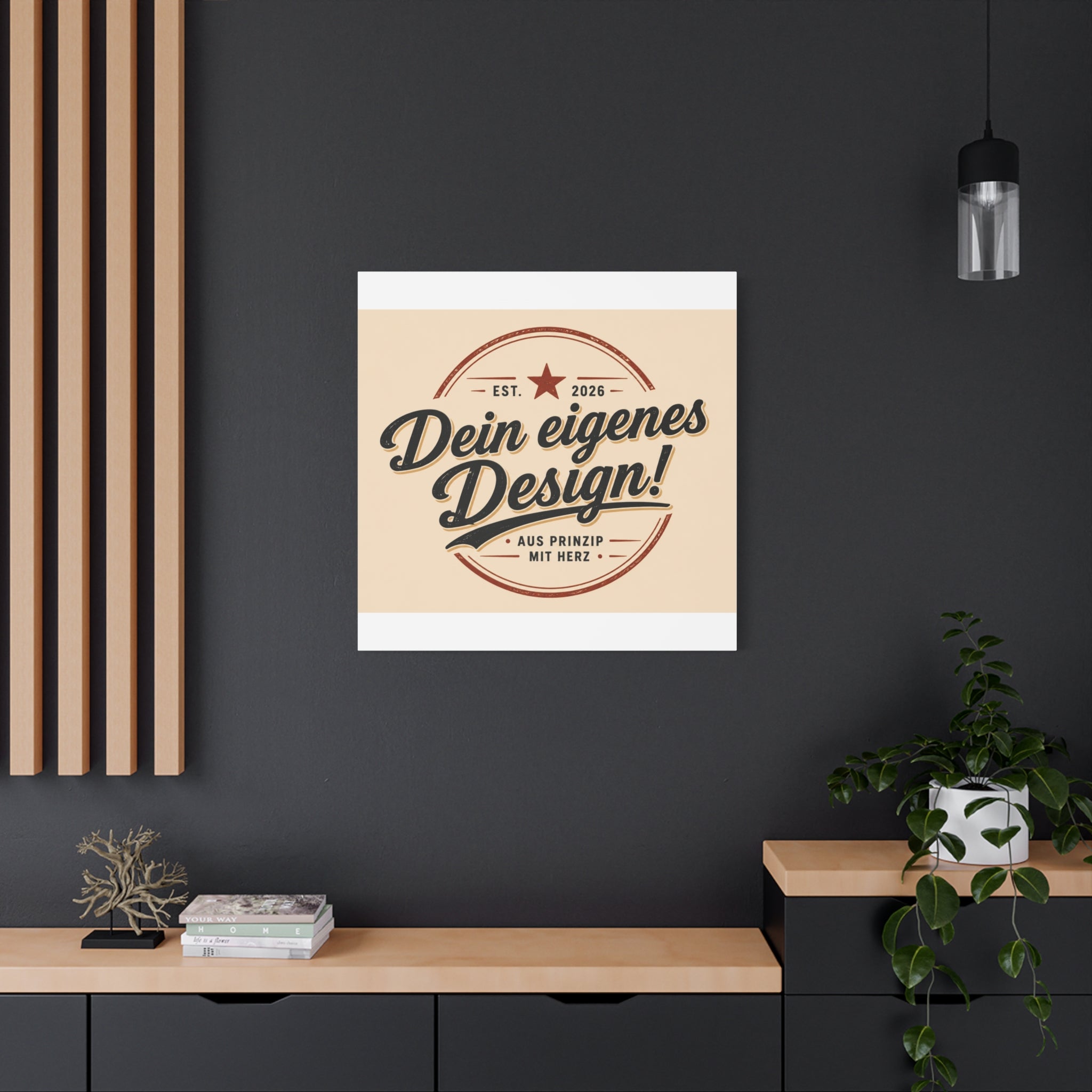 Matte Stretched Canvas - "Dein eigenes Design!" Vintage Badge Wall Art