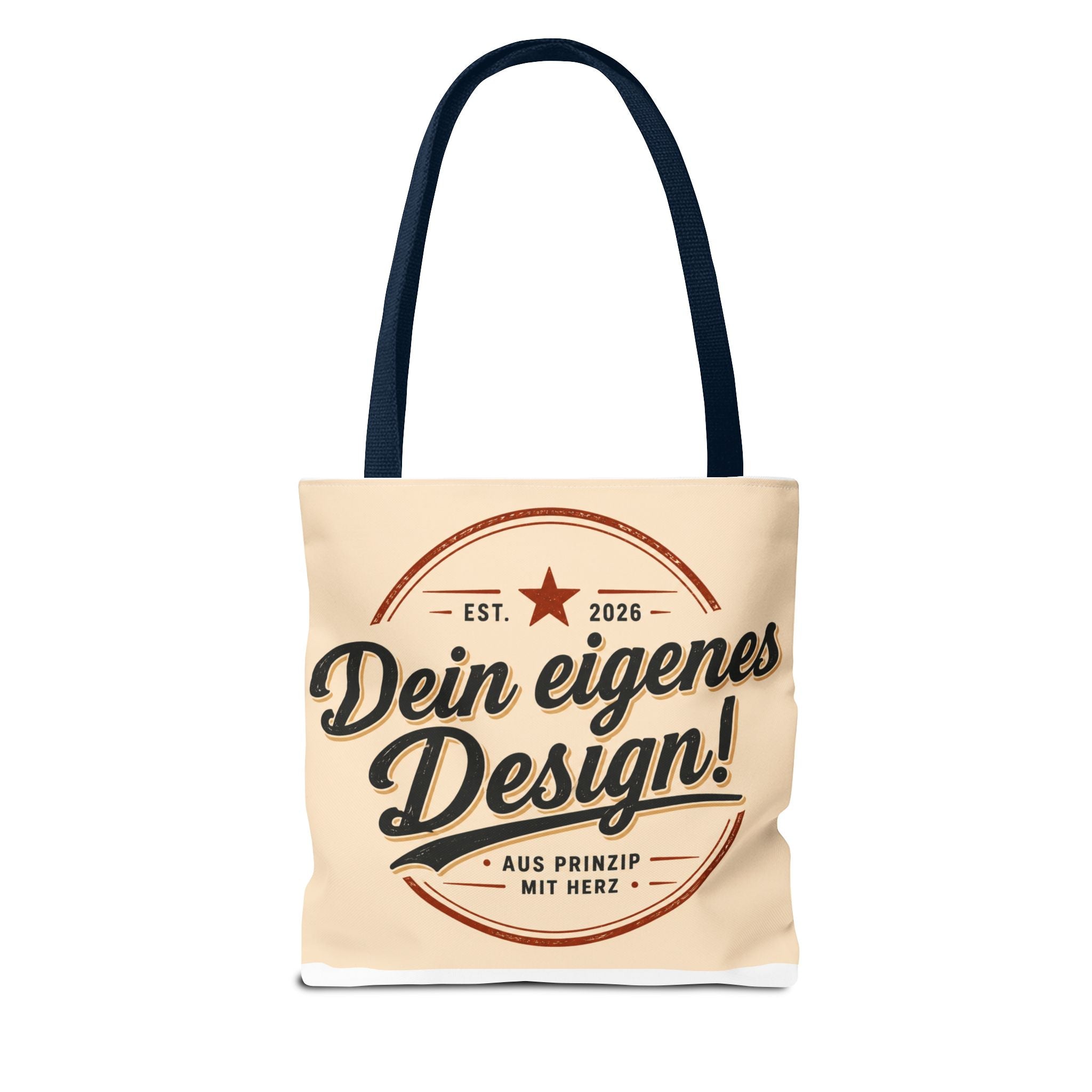 Custom Design Tote Bag — "Dein eigenes Design!" Vintage Emblem Canvas Shopper
