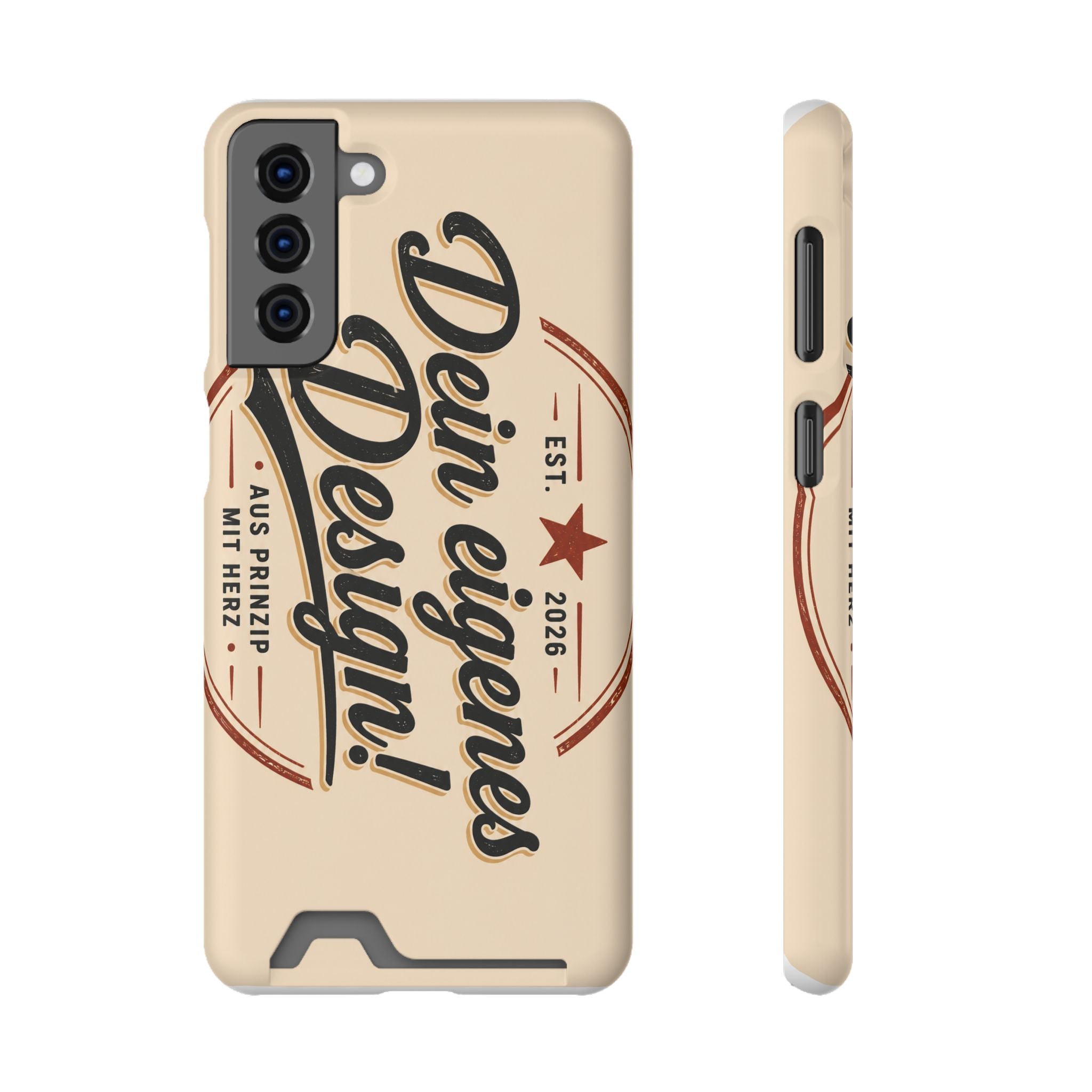 Retro Script Phone Case with Card Holder — "Dein eigenes Design!"