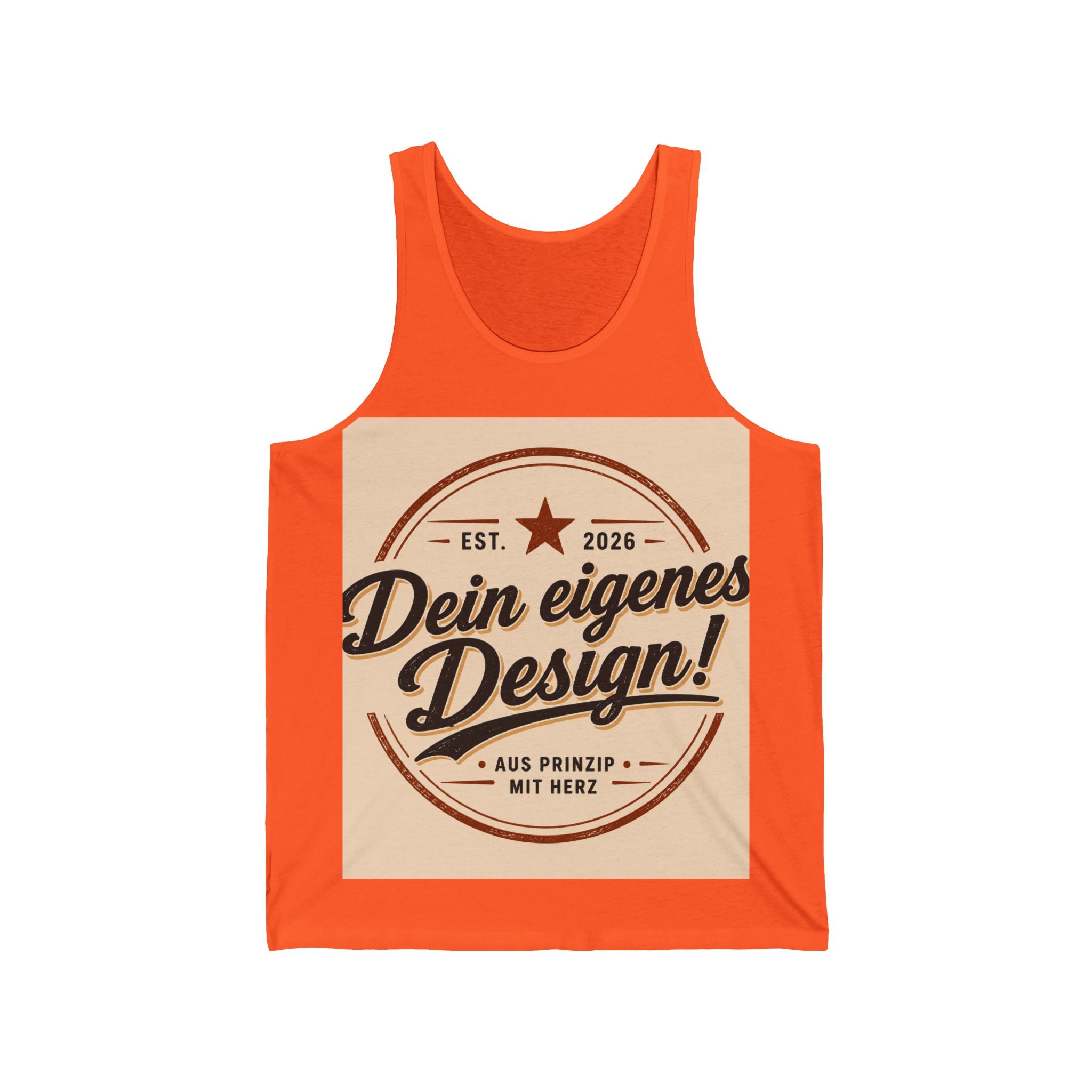 Retro Badge Tank Top — "Dein eigenes Design!" Custom German Vintage Logo Tank