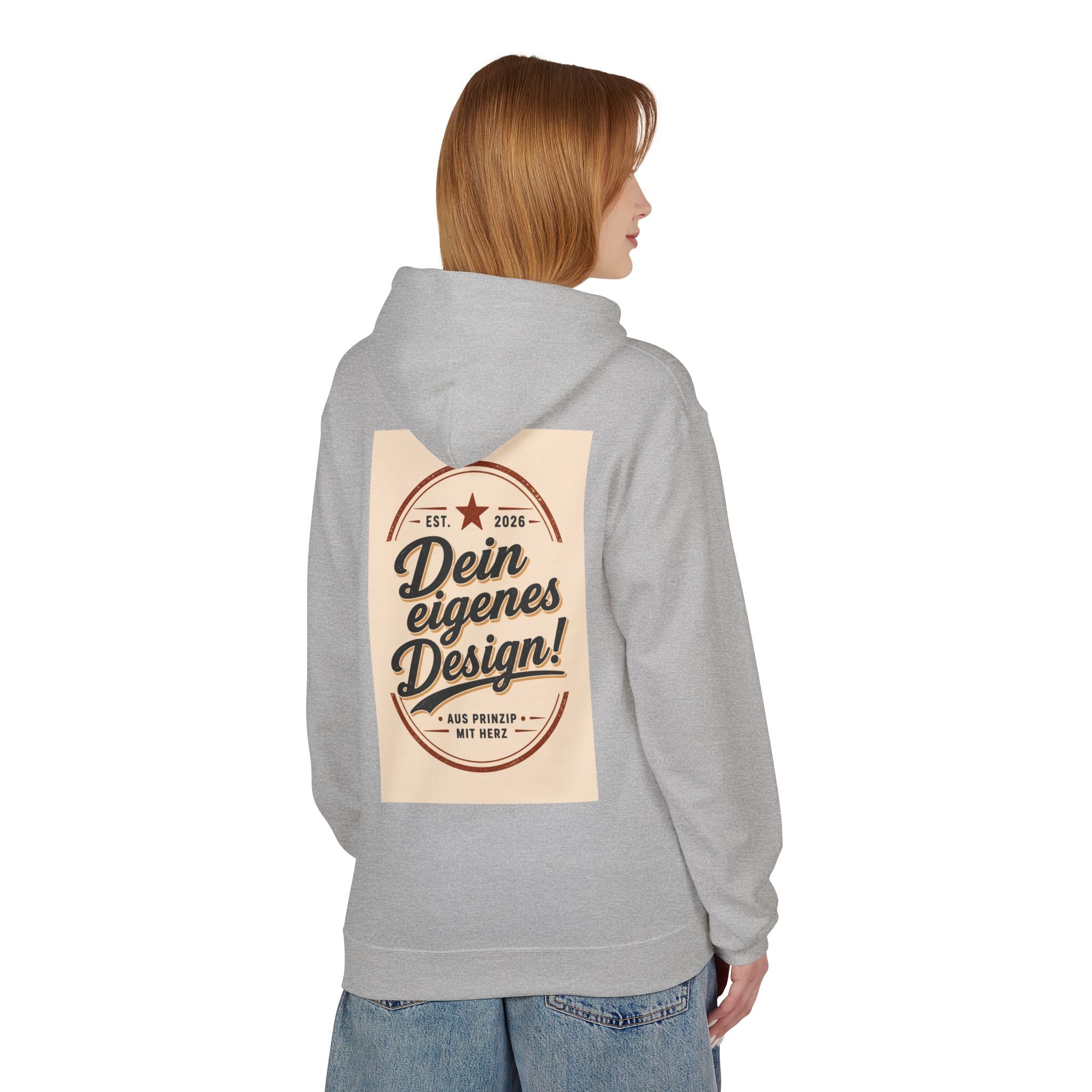 Hoodie — Custom Vintage Badge Design (Dein eigenes Design!)